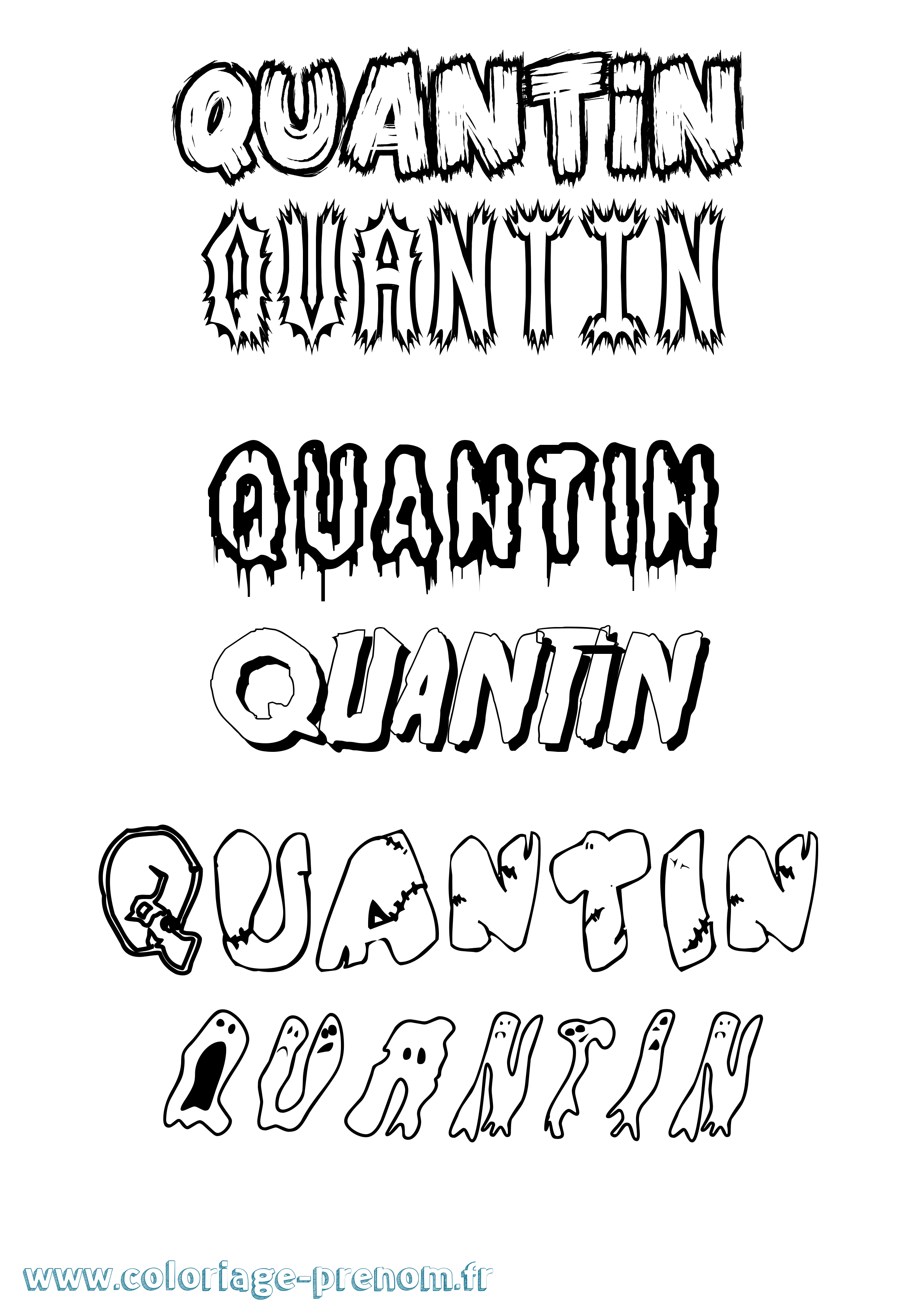 Coloriage prénom Quantin Frisson
