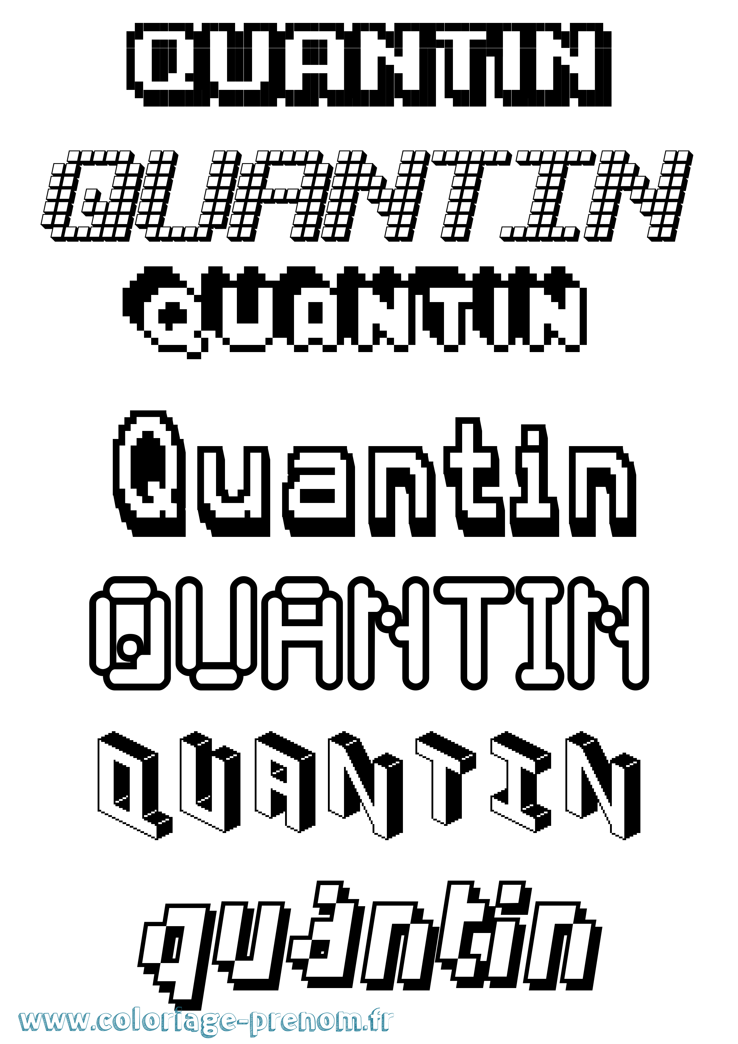 Coloriage prénom Quantin Pixel