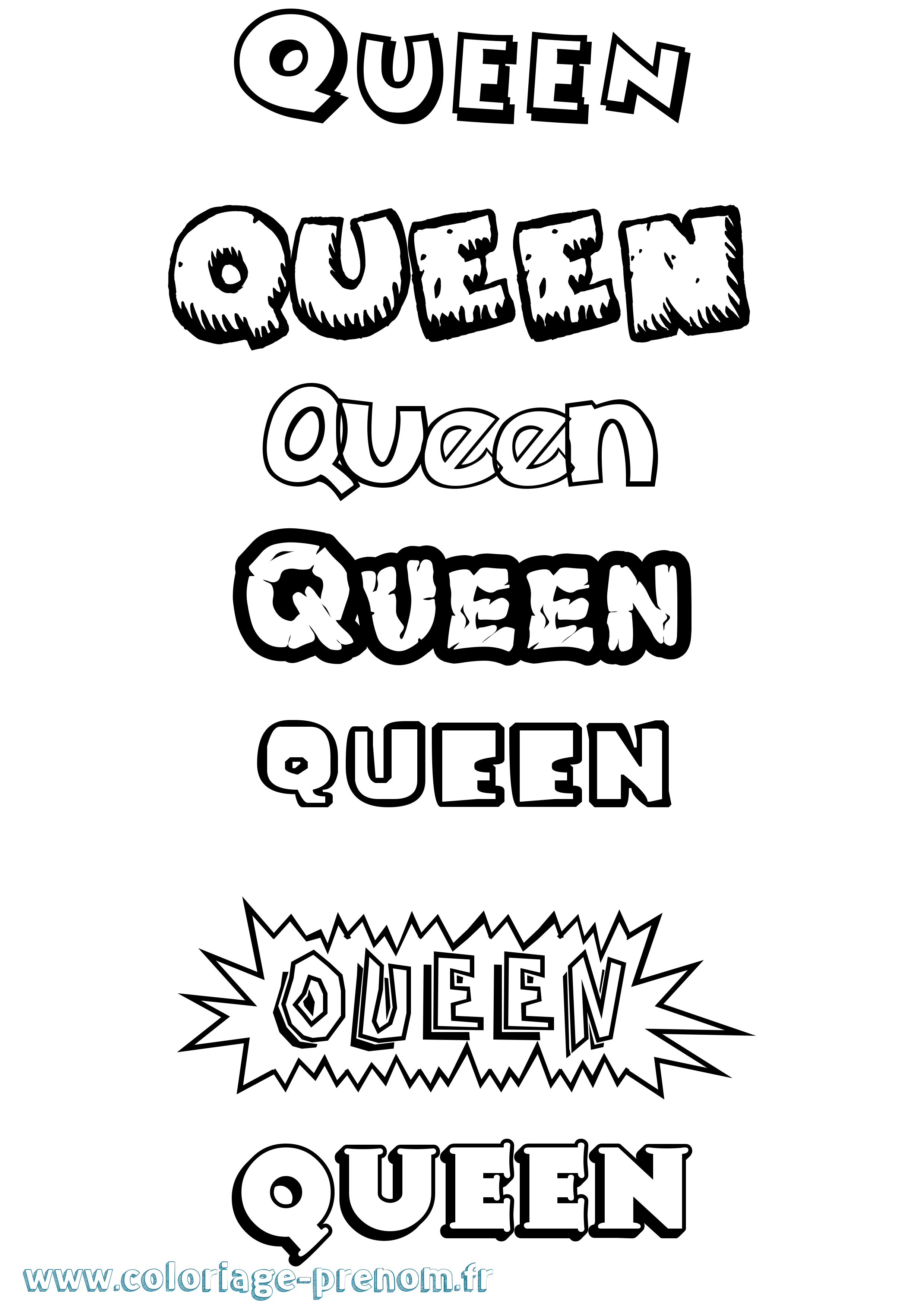 Coloriage prénom Queen Dessin Animé