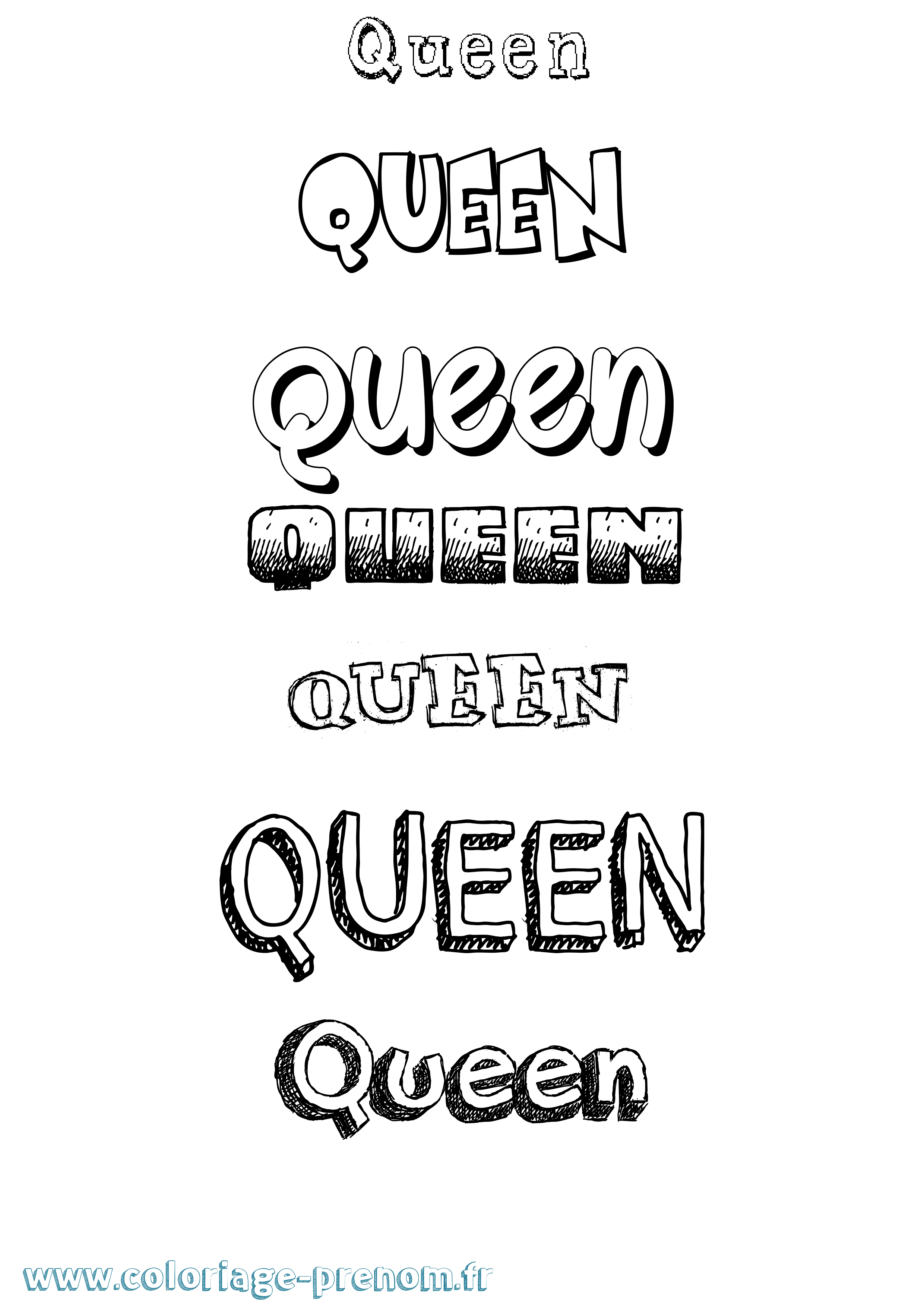 Coloriage prénom Queen Dessiné