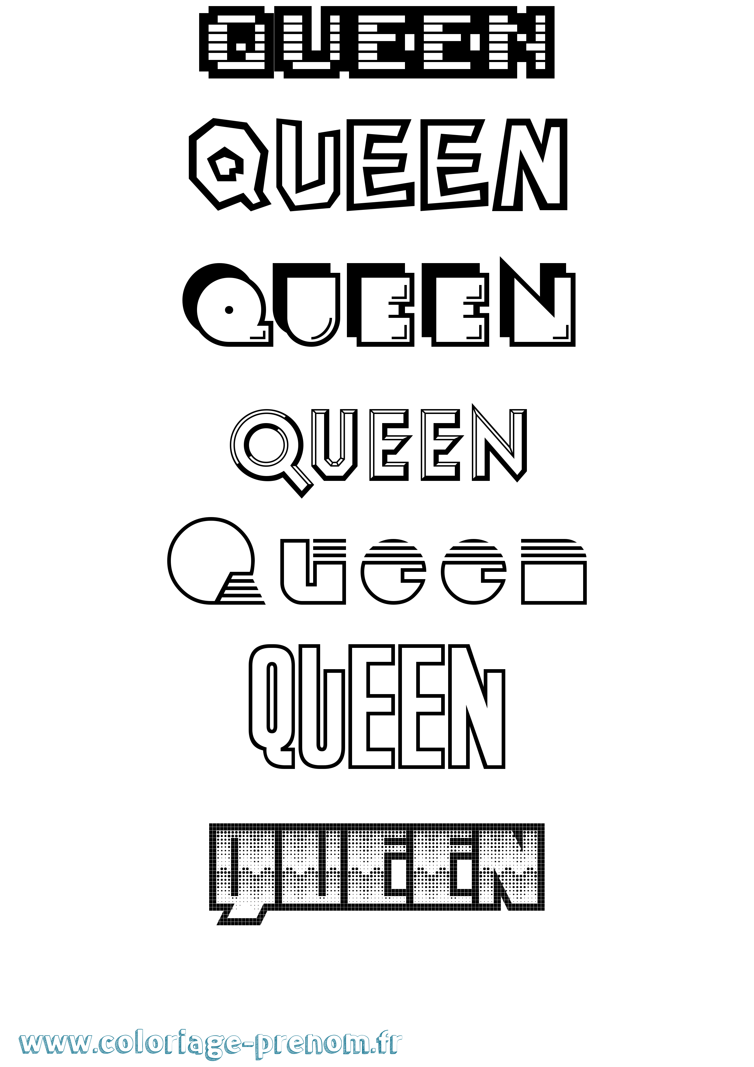 Coloriage prénom Queen Jeux Vidéos