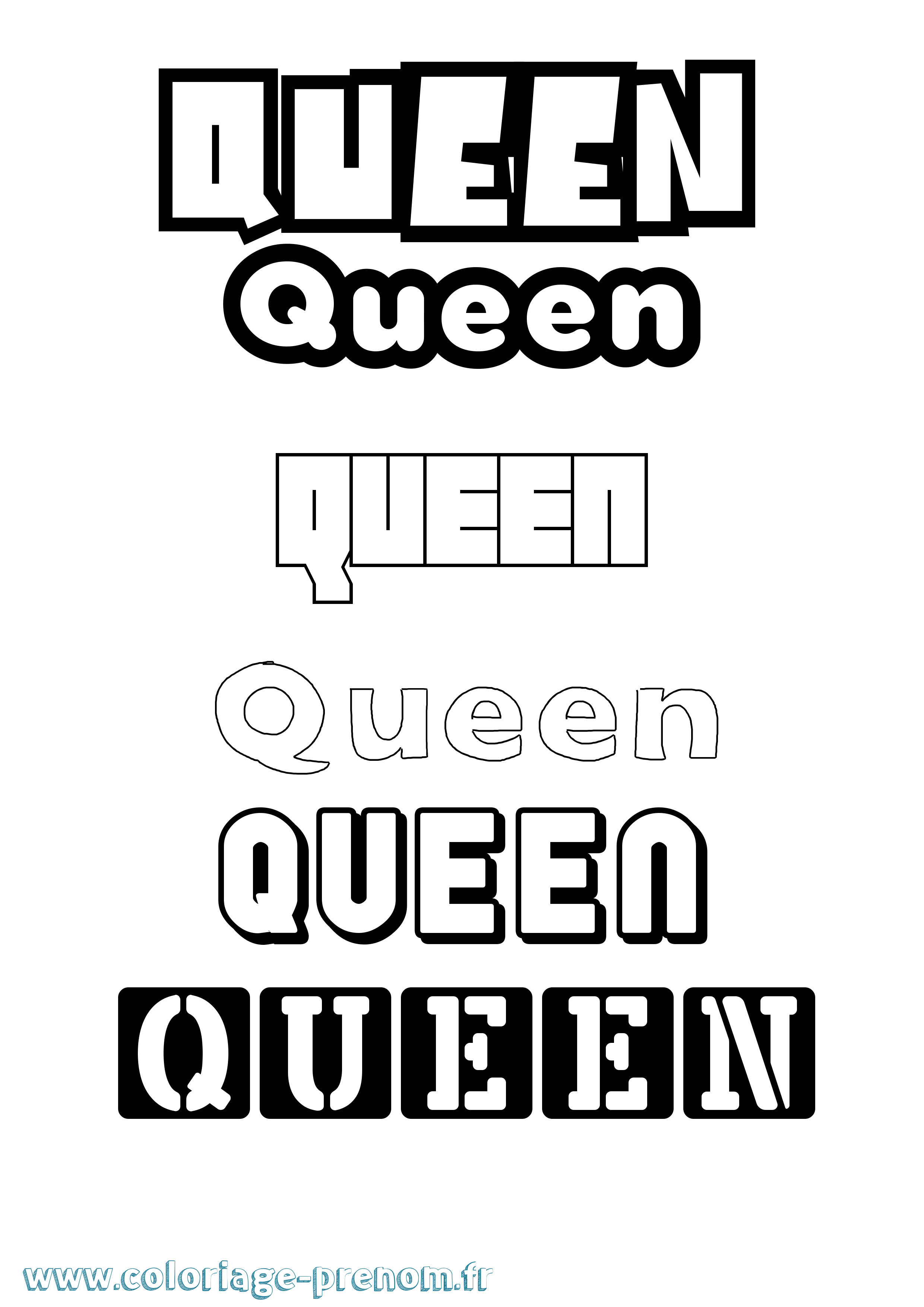 Coloriage prénom Queen Simple