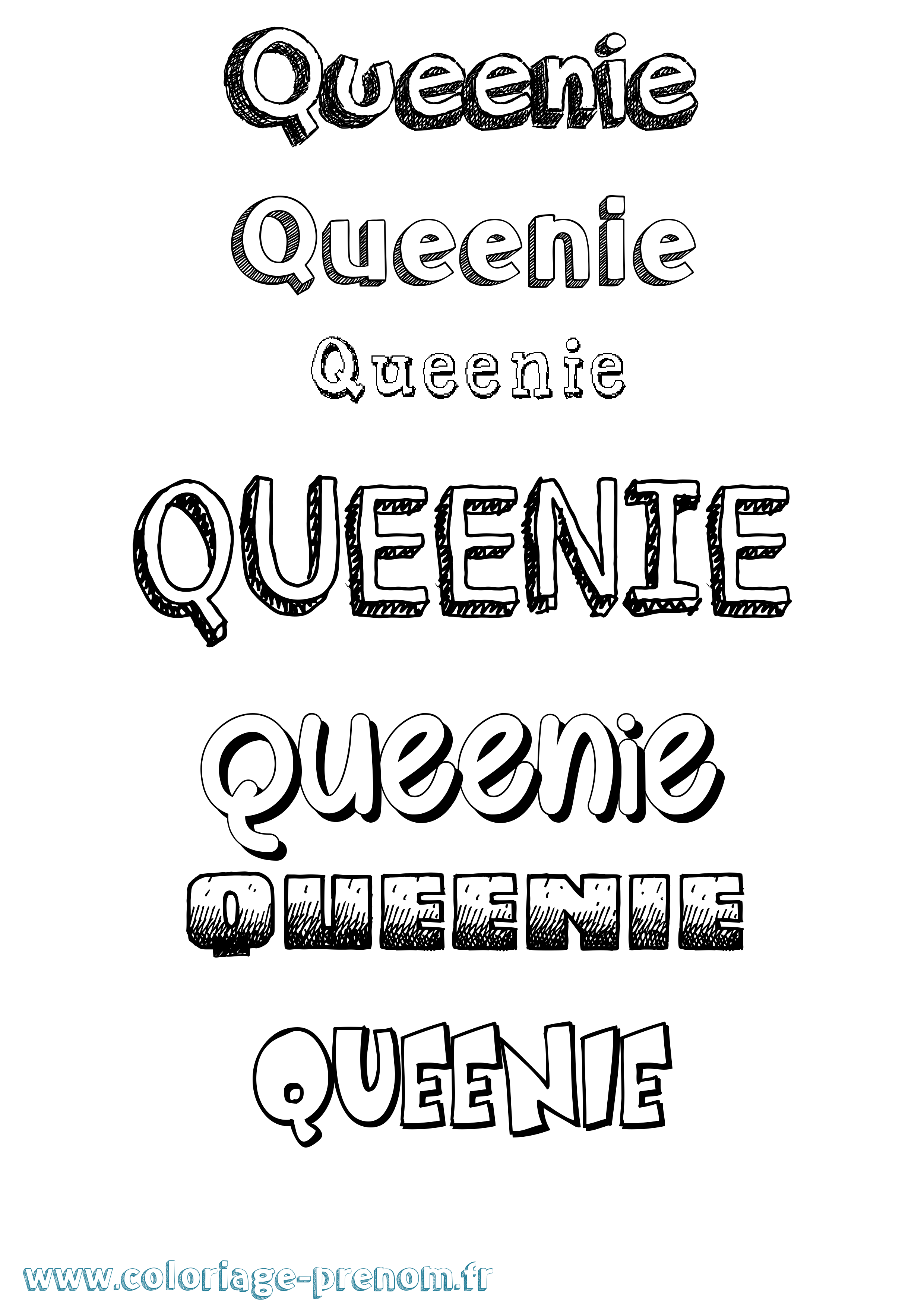 Coloriage Queenie Dessiné Coloriage prénom Queenie Dessiné