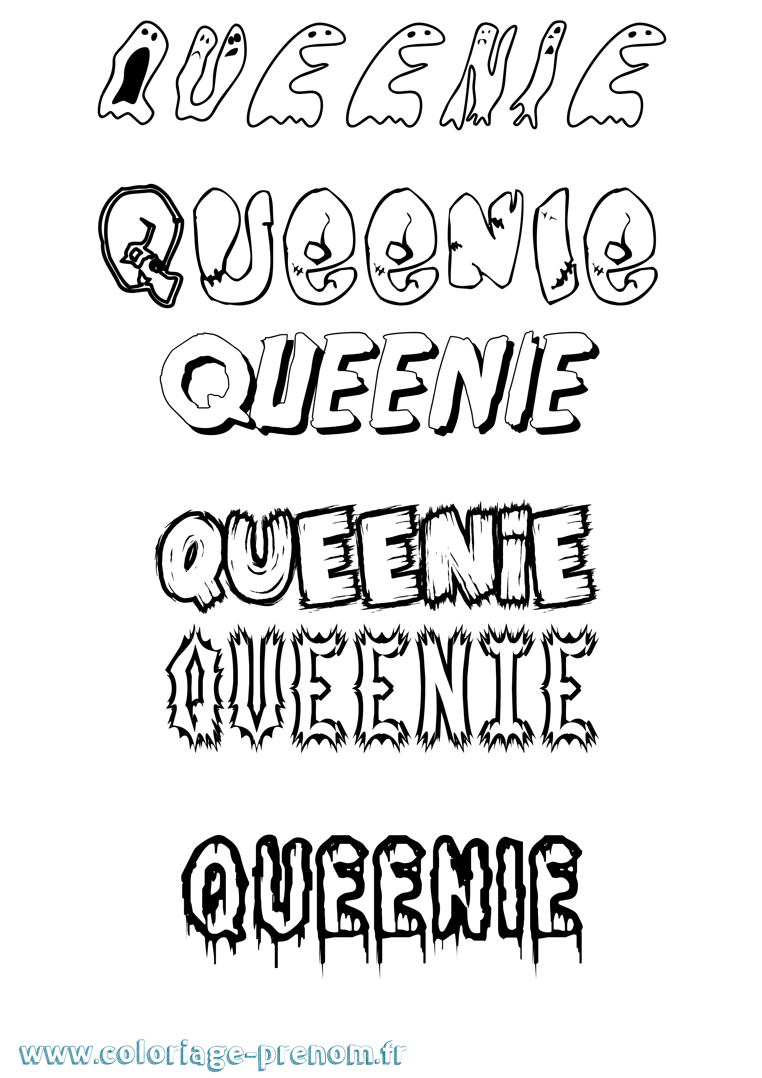 Coloriage Queenie Frisson Coloriage prénom Queenie Frisson