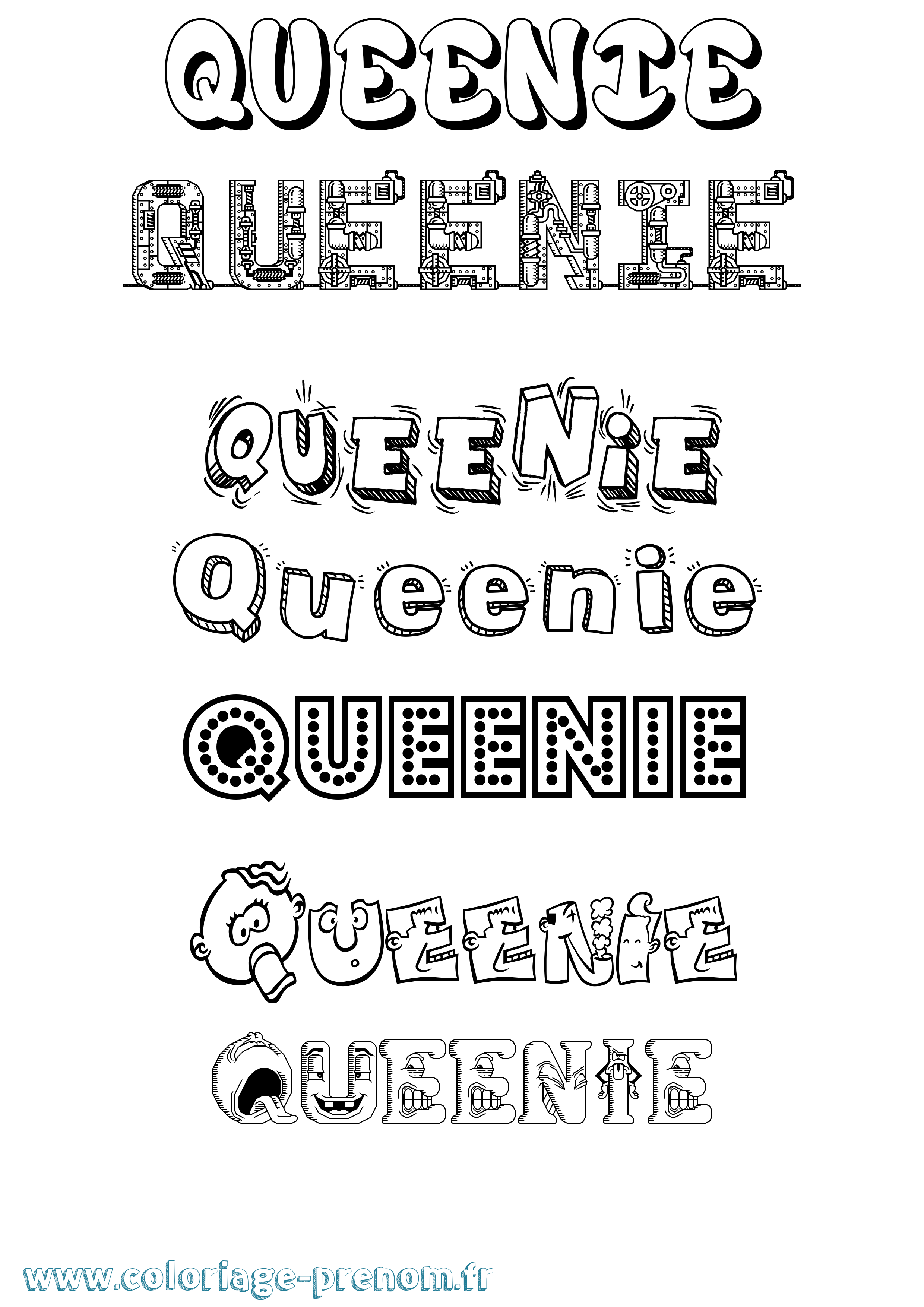 Coloriage Queenie Fun Coloriage prénom Queenie Fun