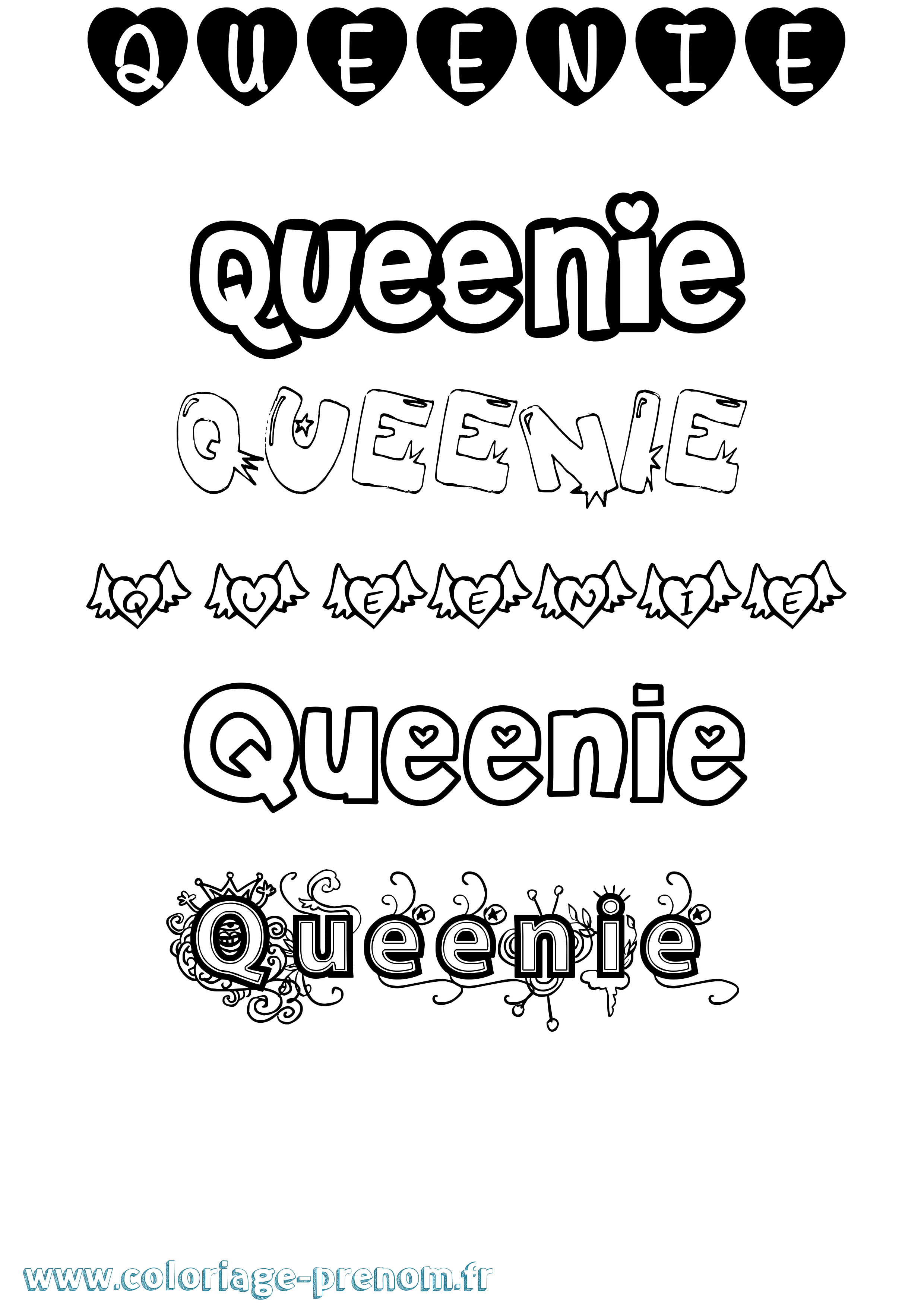 Coloriage Queenie Girly Coloriage prénom Queenie Girly