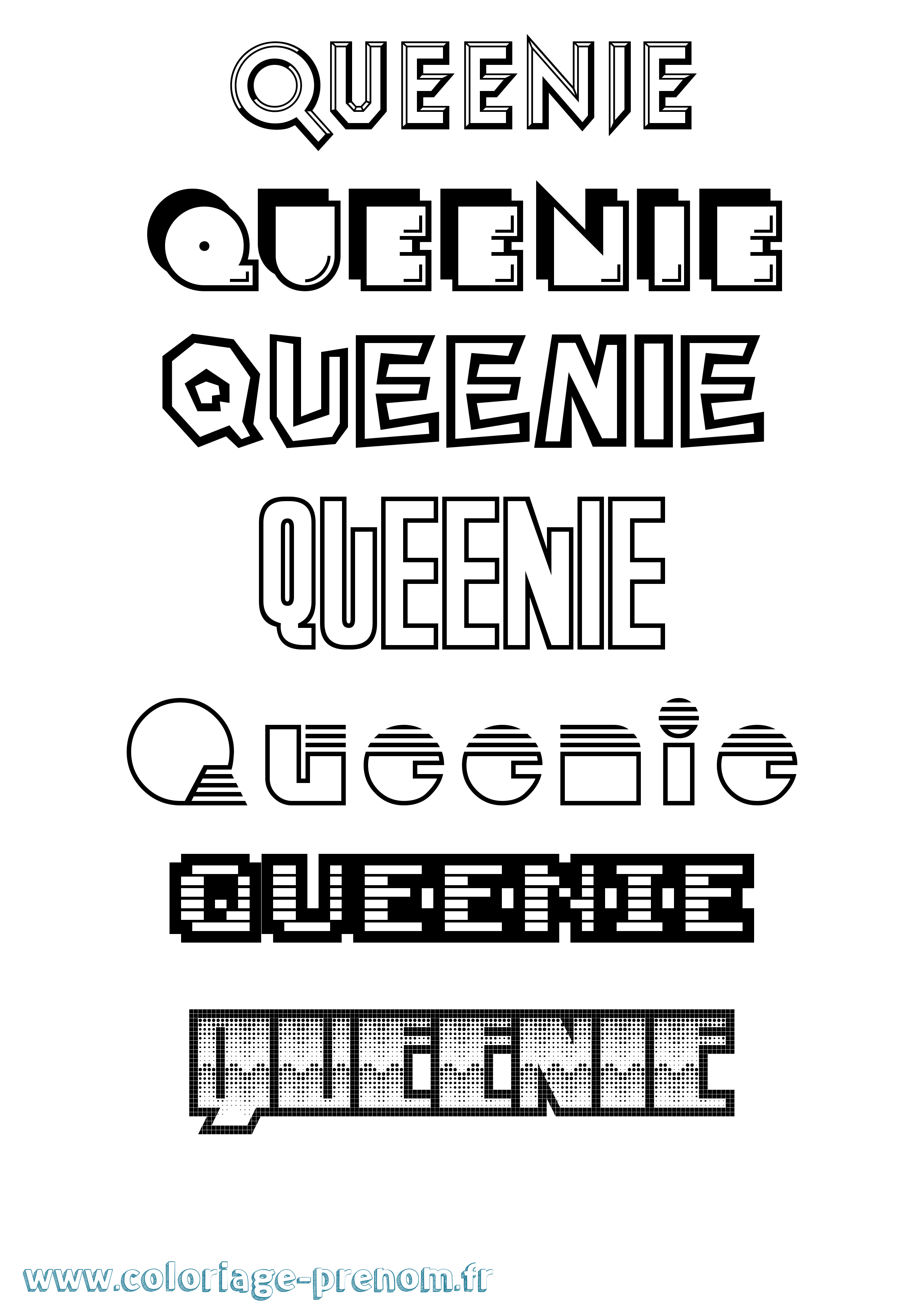 Coloriage Queenie Jeux Vidéos Coloriage prénom Queenie Jeux Vidéos