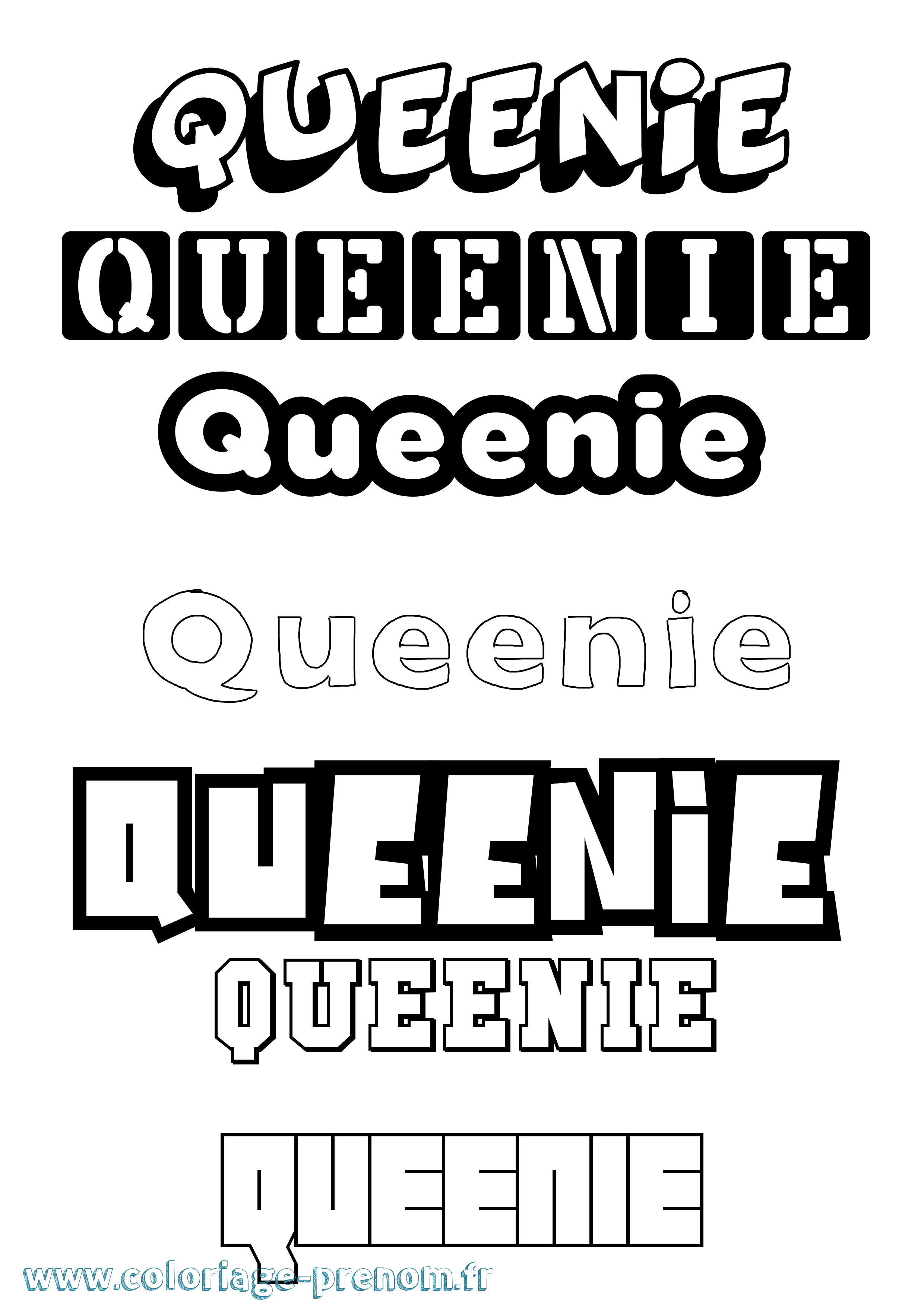 Coloriage prénom Queenie Simple