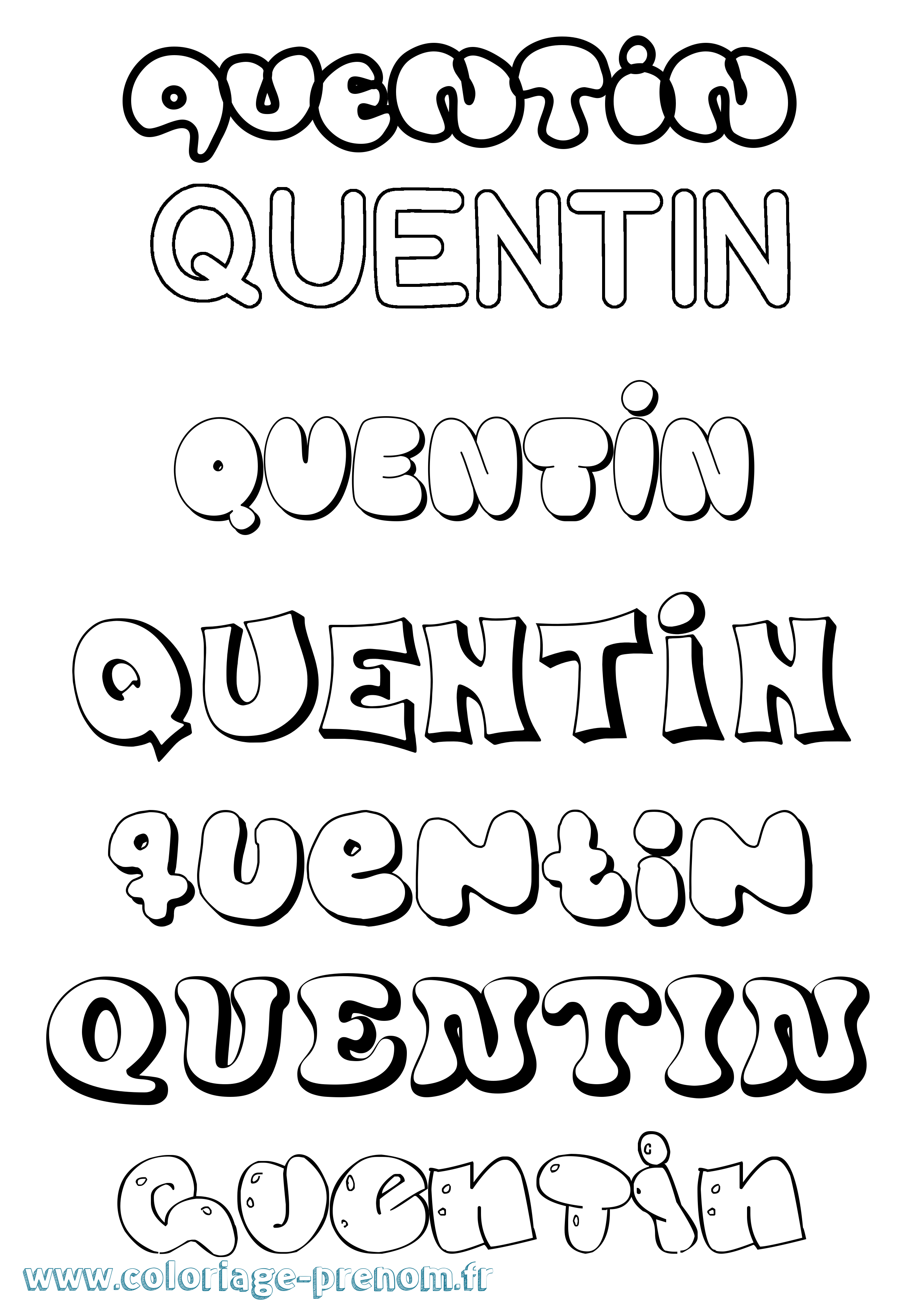 Coloriage prénom Quentin Bubble