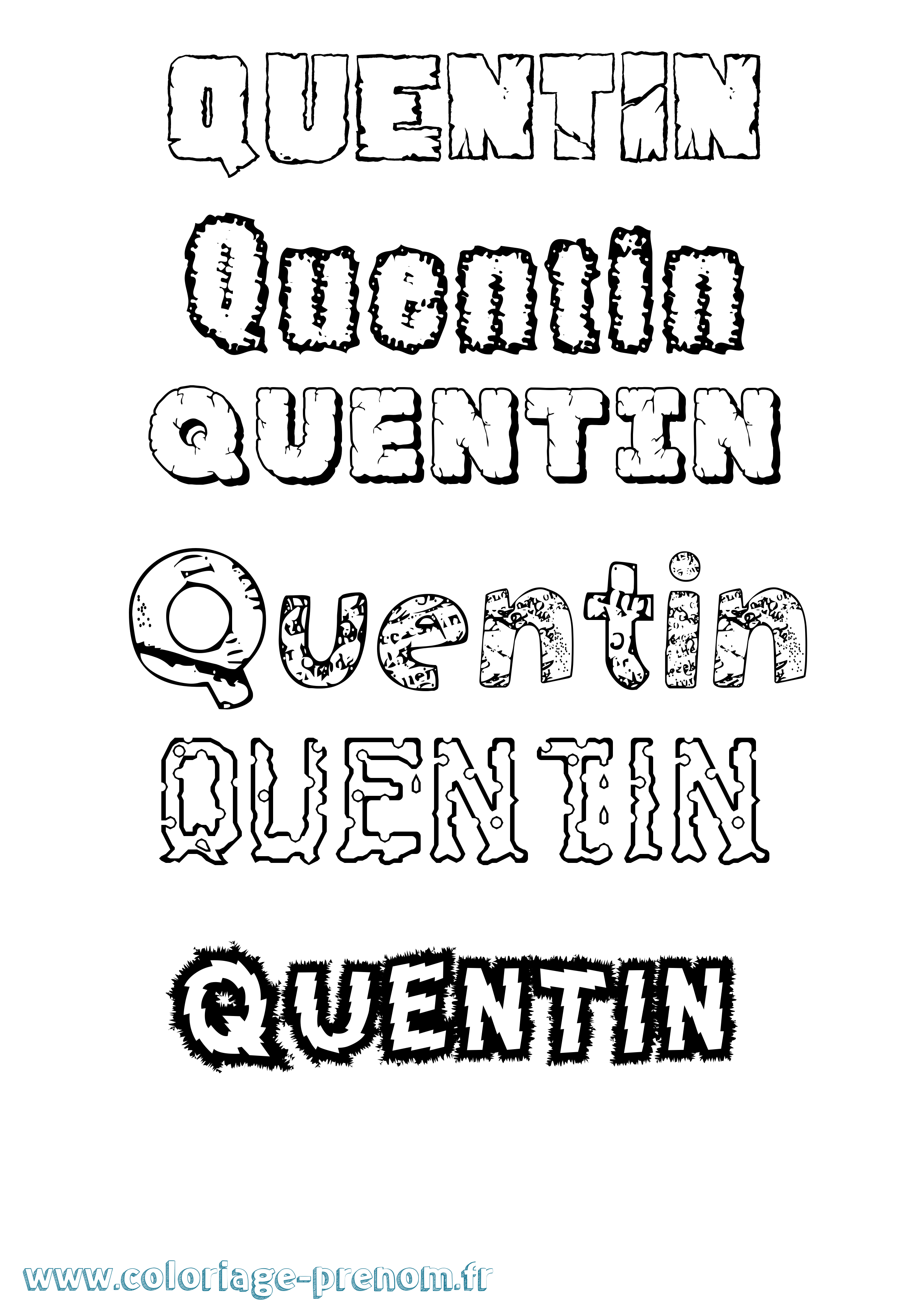 Coloriage prénom Quentin Destructuré