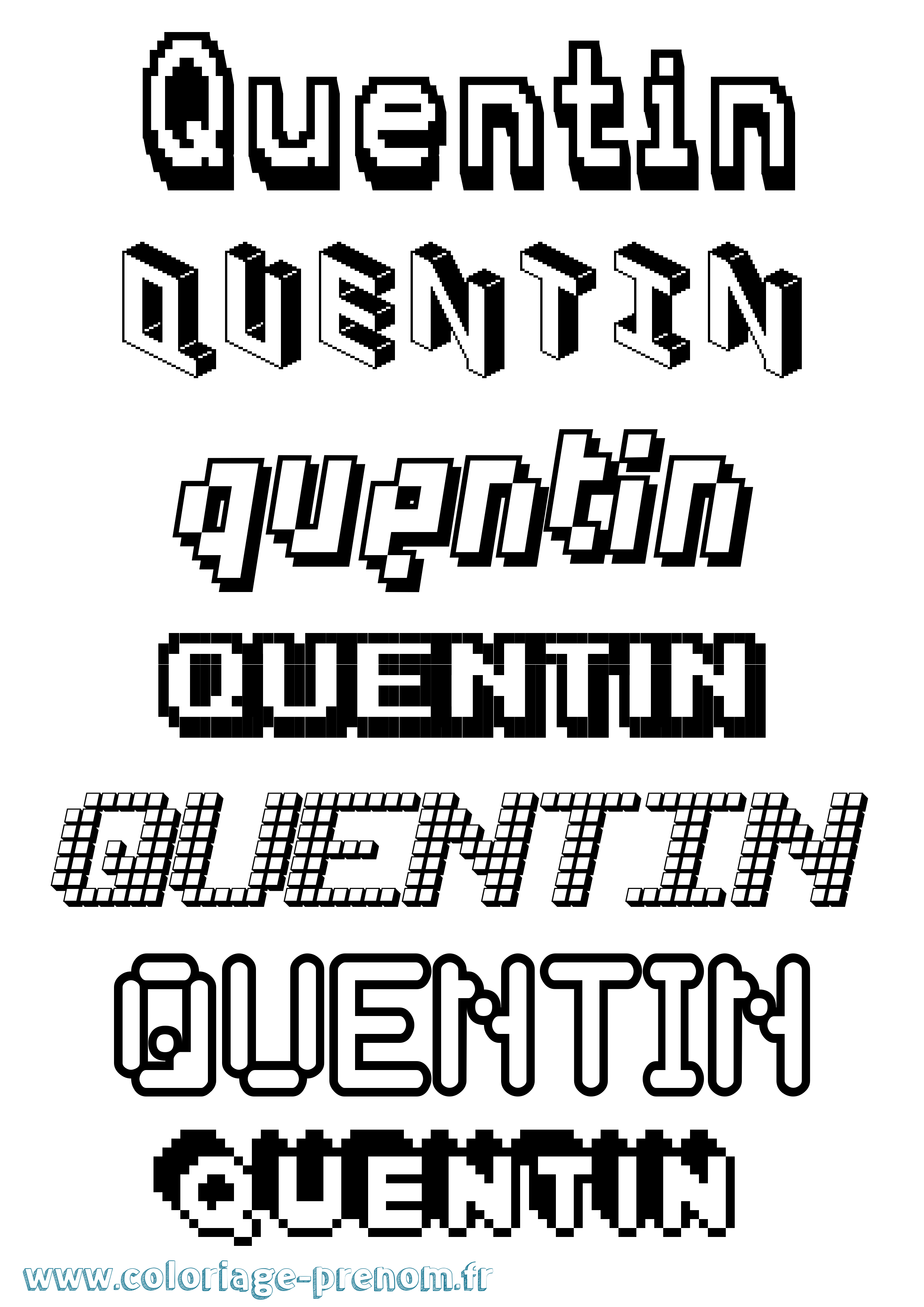 Coloriage prénom Quentin Pixel