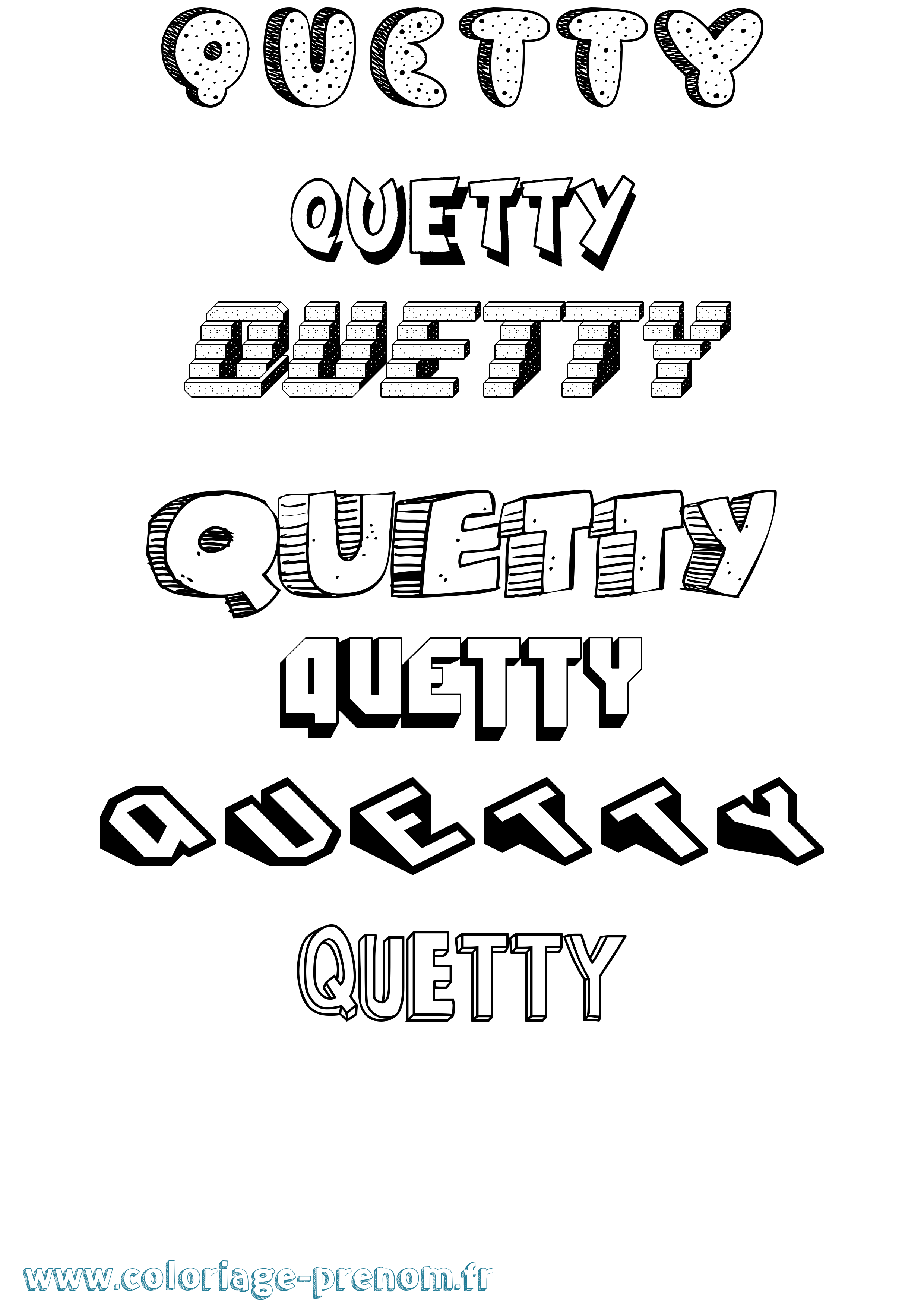 Coloriage prénom Quetty Effet 3D