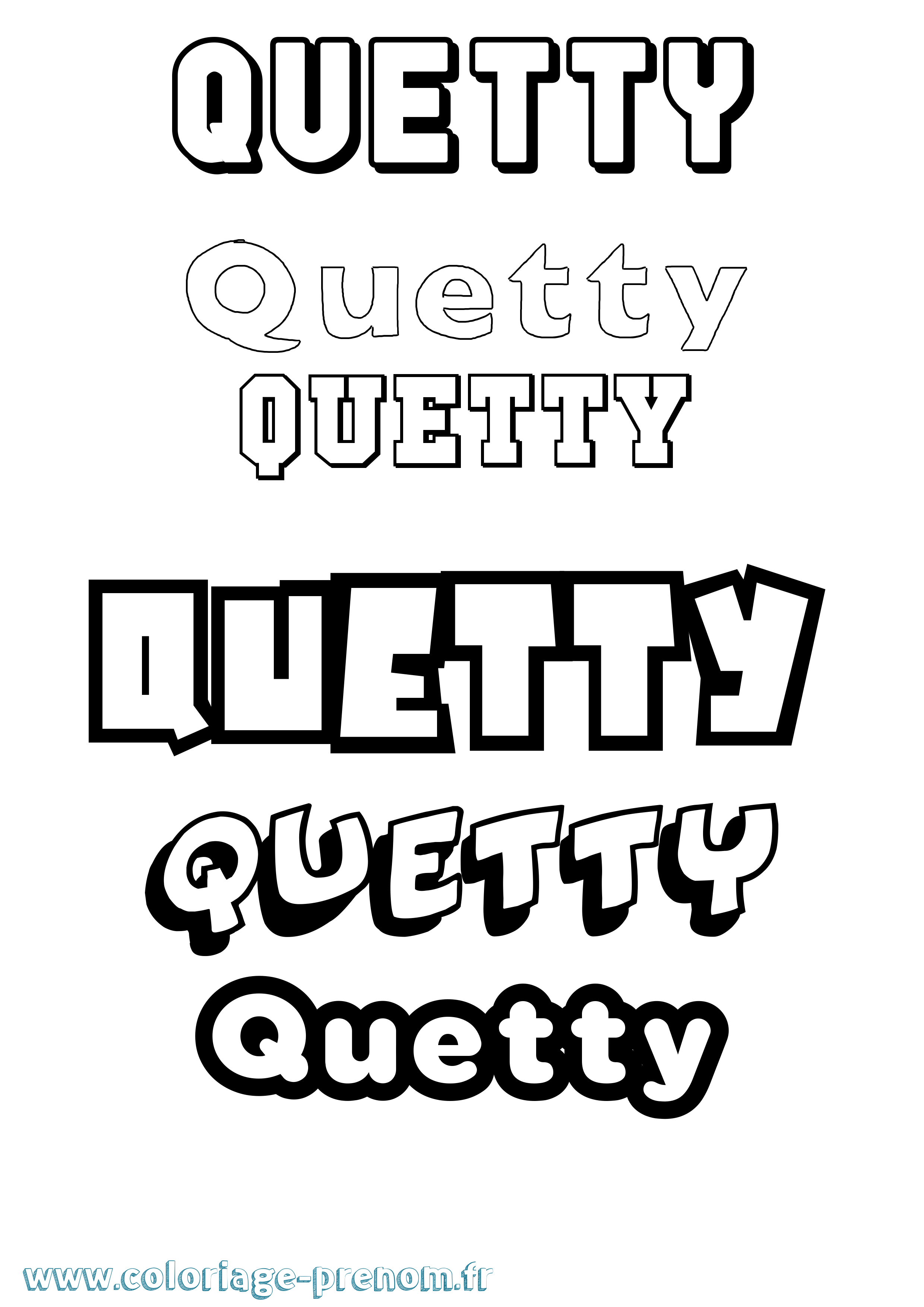 Coloriage prénom Quetty Simple