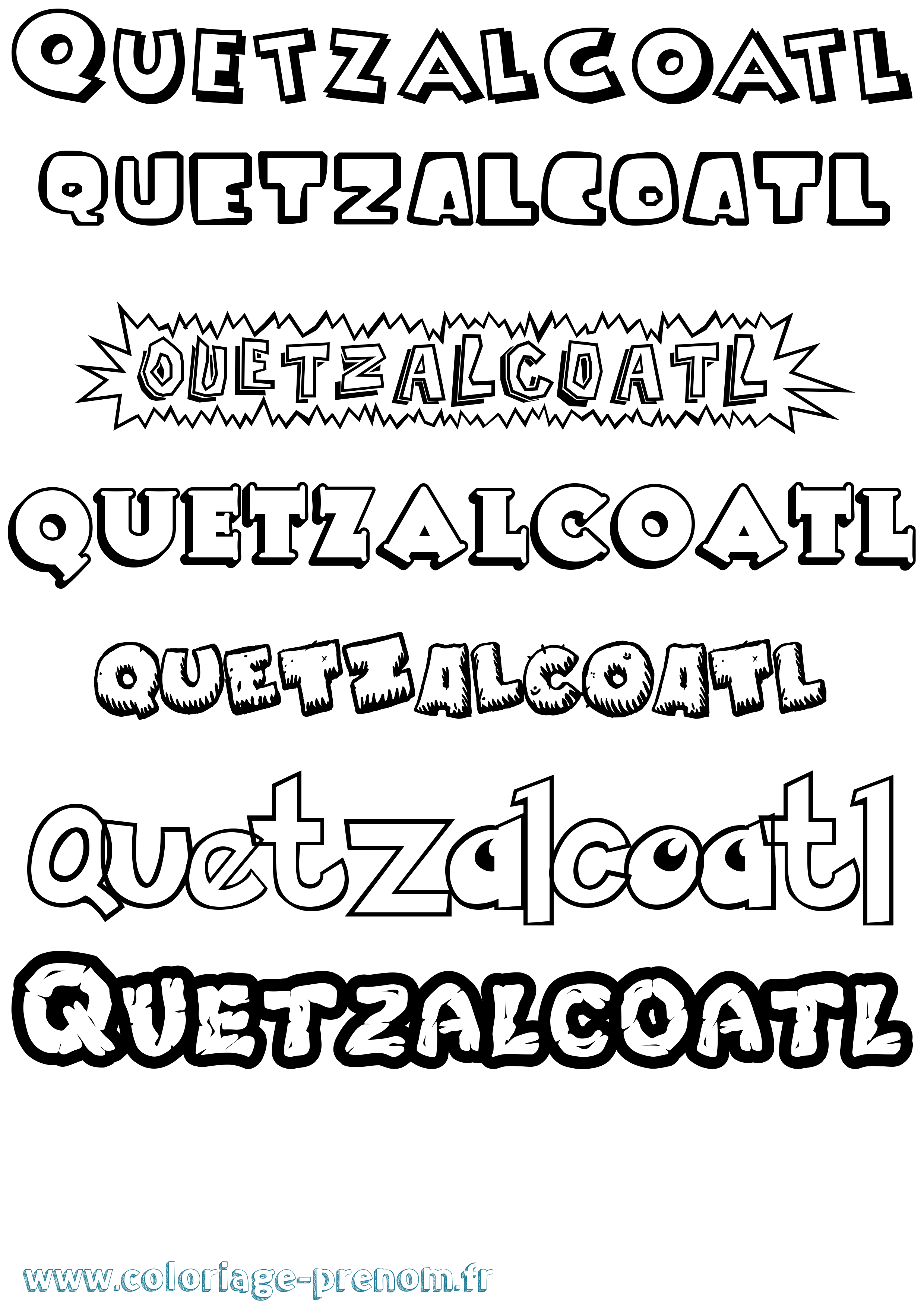 Coloriage prénom Quetzalcoatl Dessin Animé