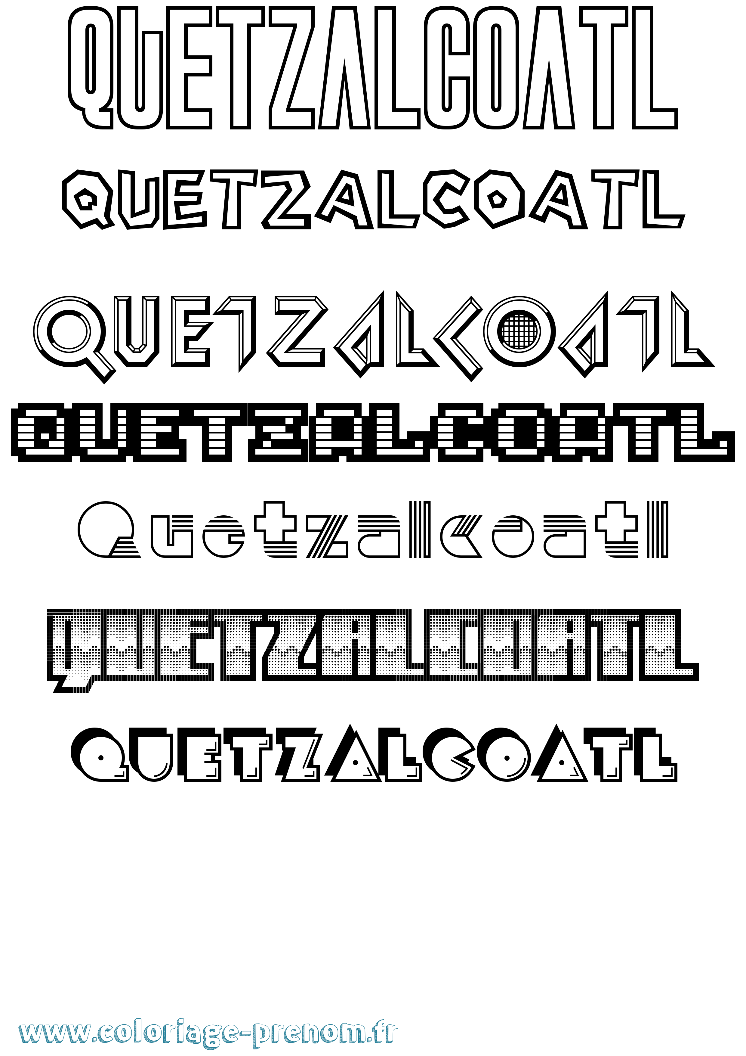 Coloriage prénom Quetzalcoatl Jeux Vidéos