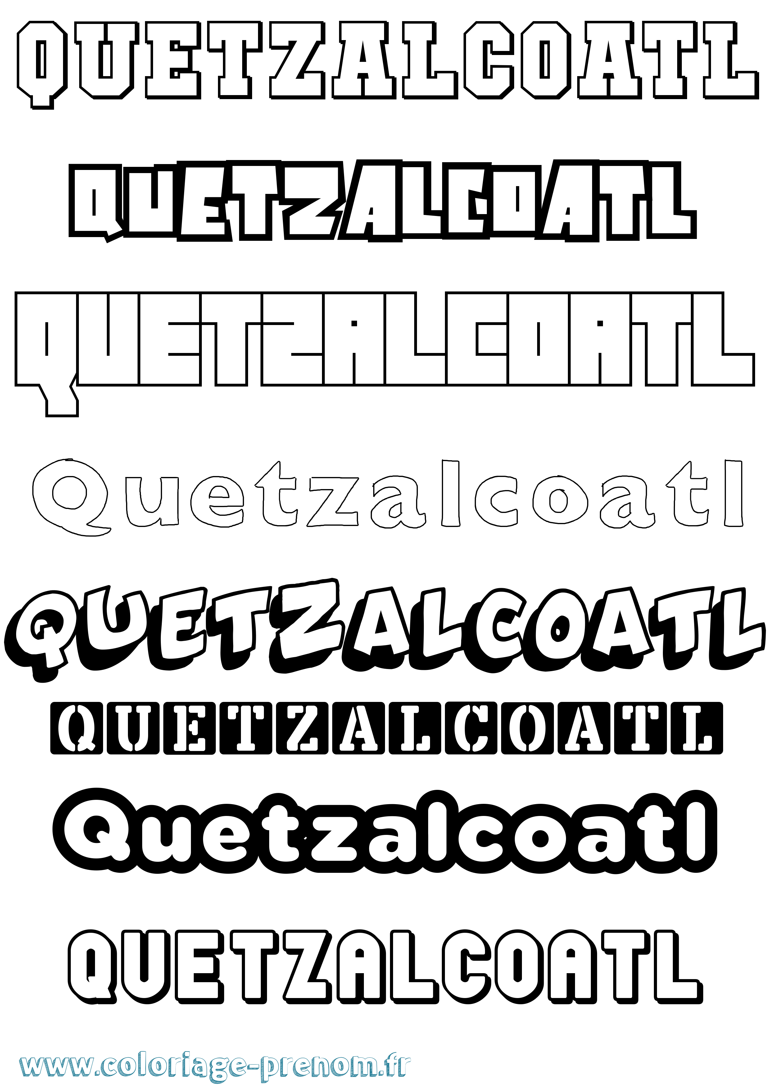 Coloriage prénom Quetzalcoatl Simple