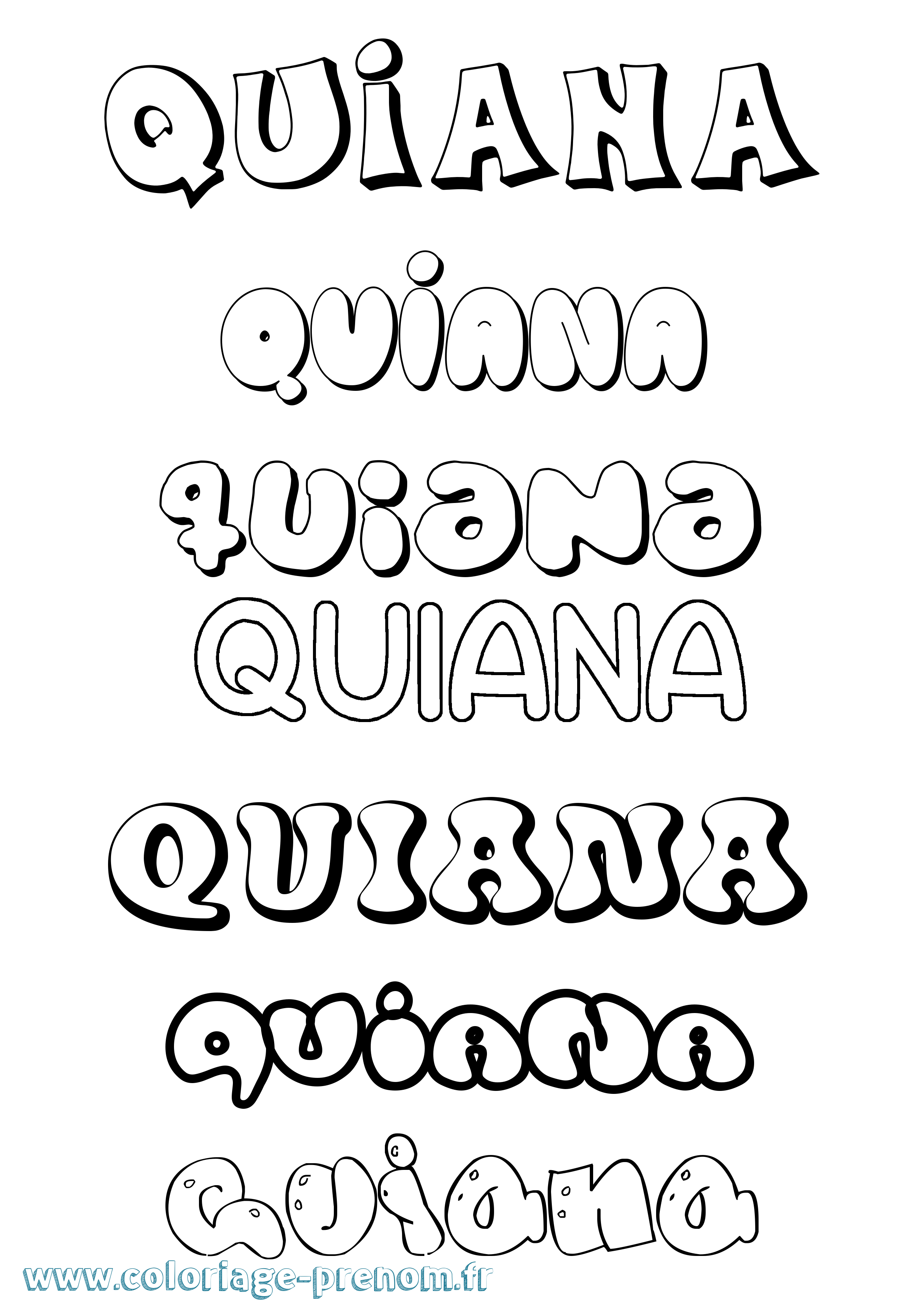 Coloriage prénom Quiana Bubble