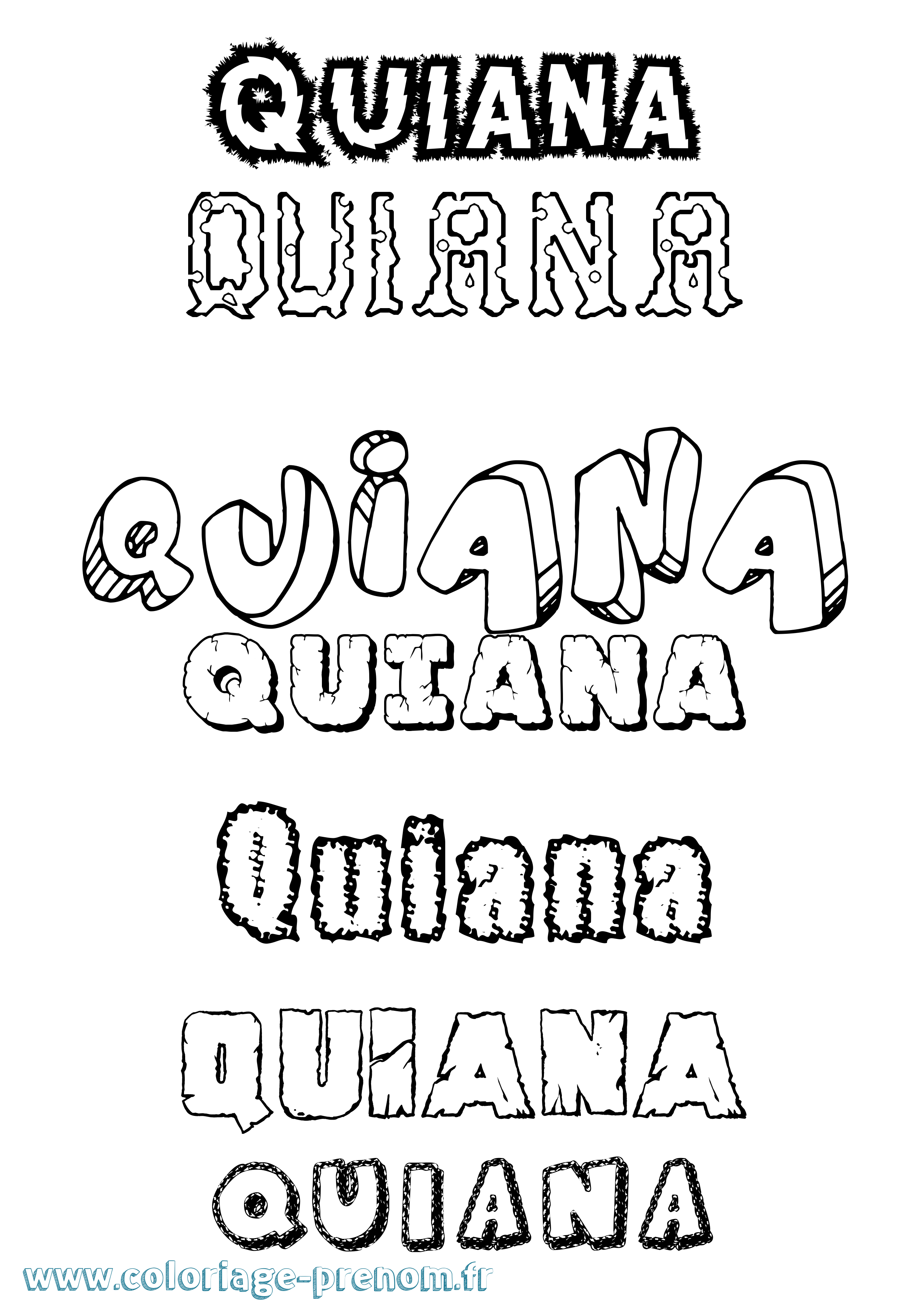 Coloriage prénom Quiana Destructuré