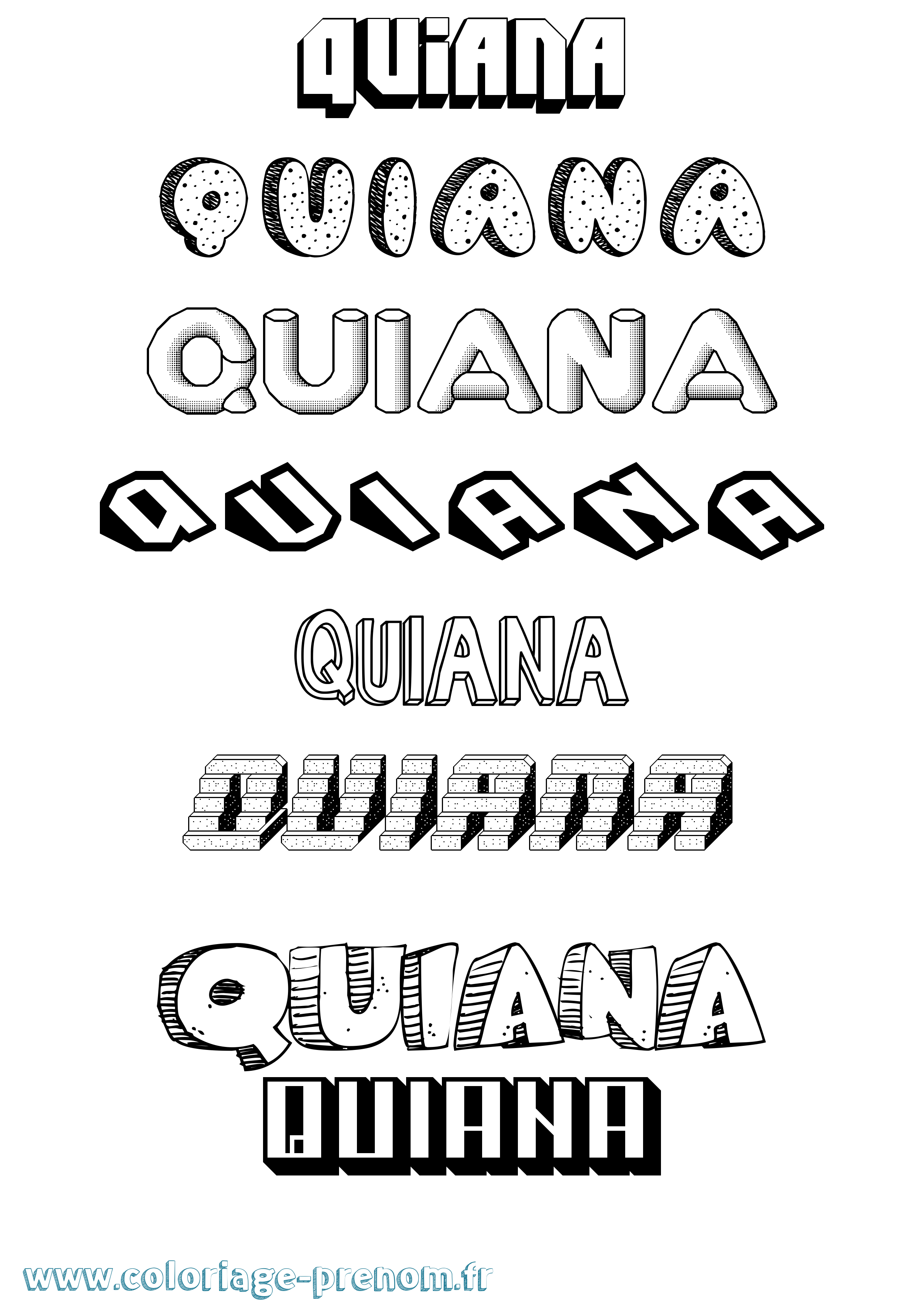 Coloriage prénom Quiana Effet 3D