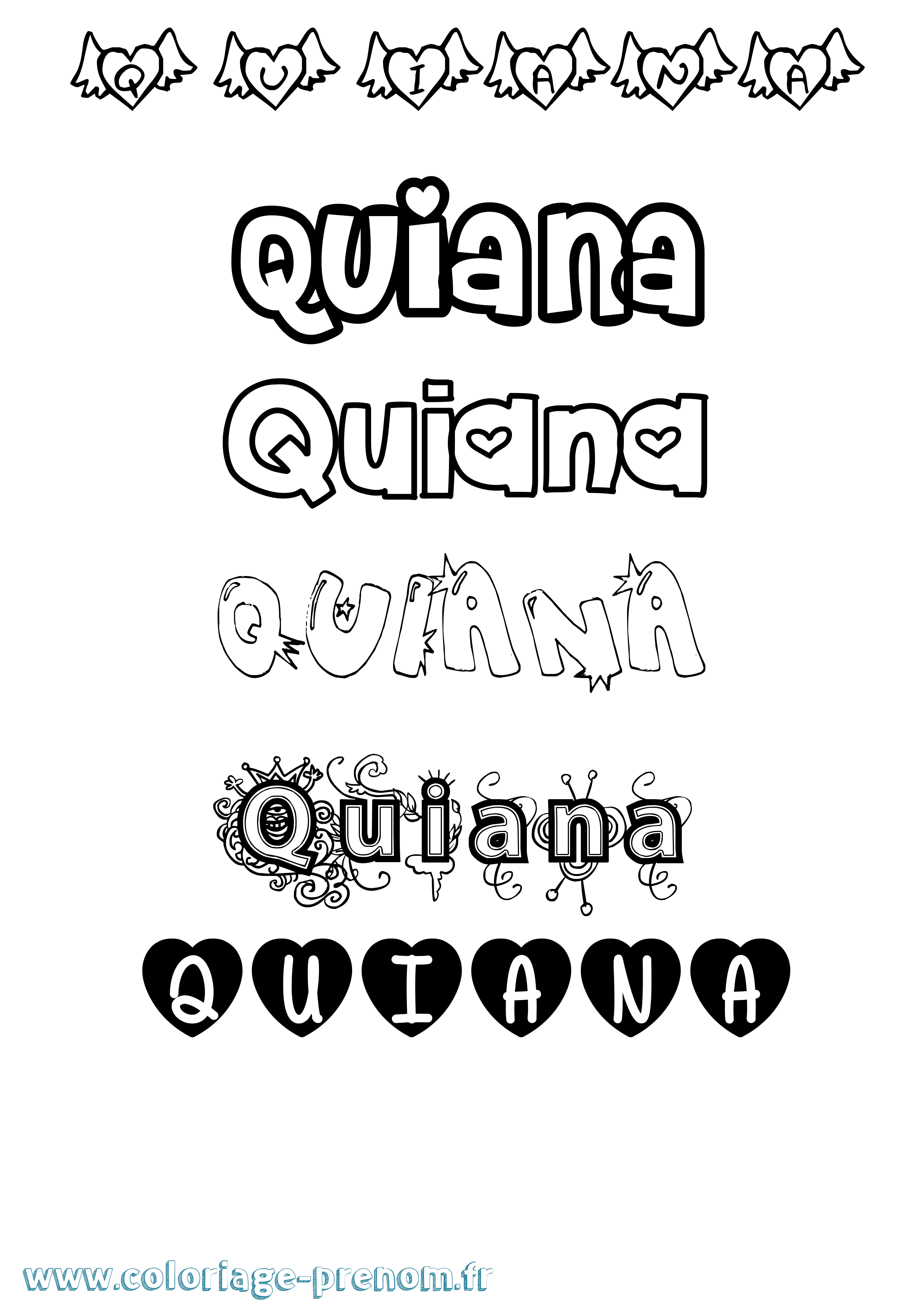 Coloriage prénom Quiana Girly