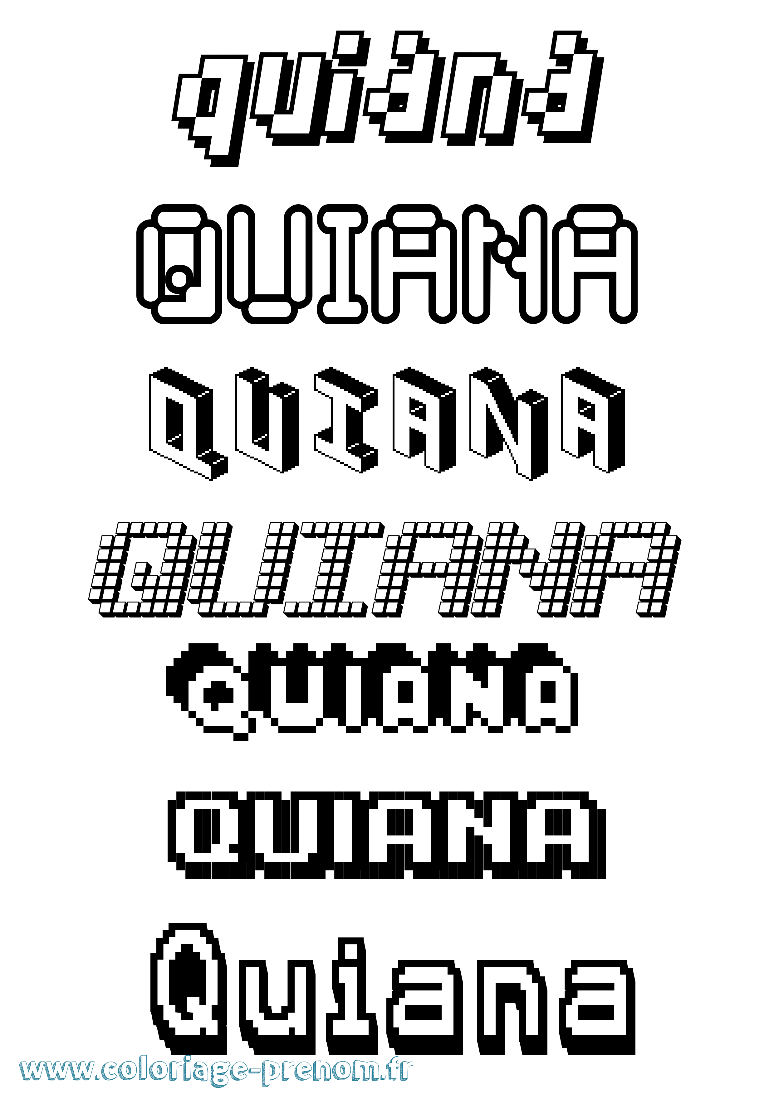 Coloriage prénom Quiana Pixel