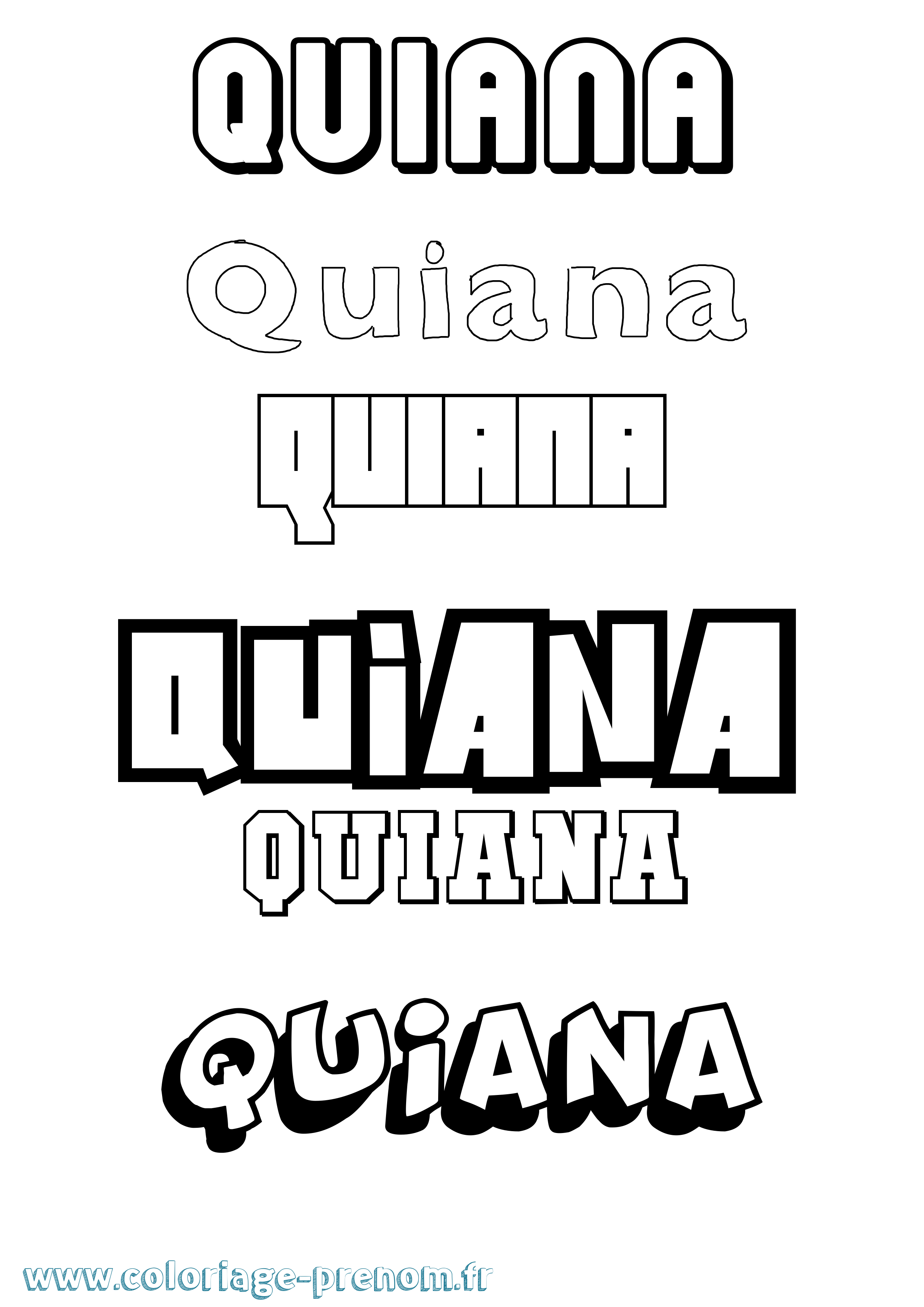 Coloriage prénom Quiana Simple
