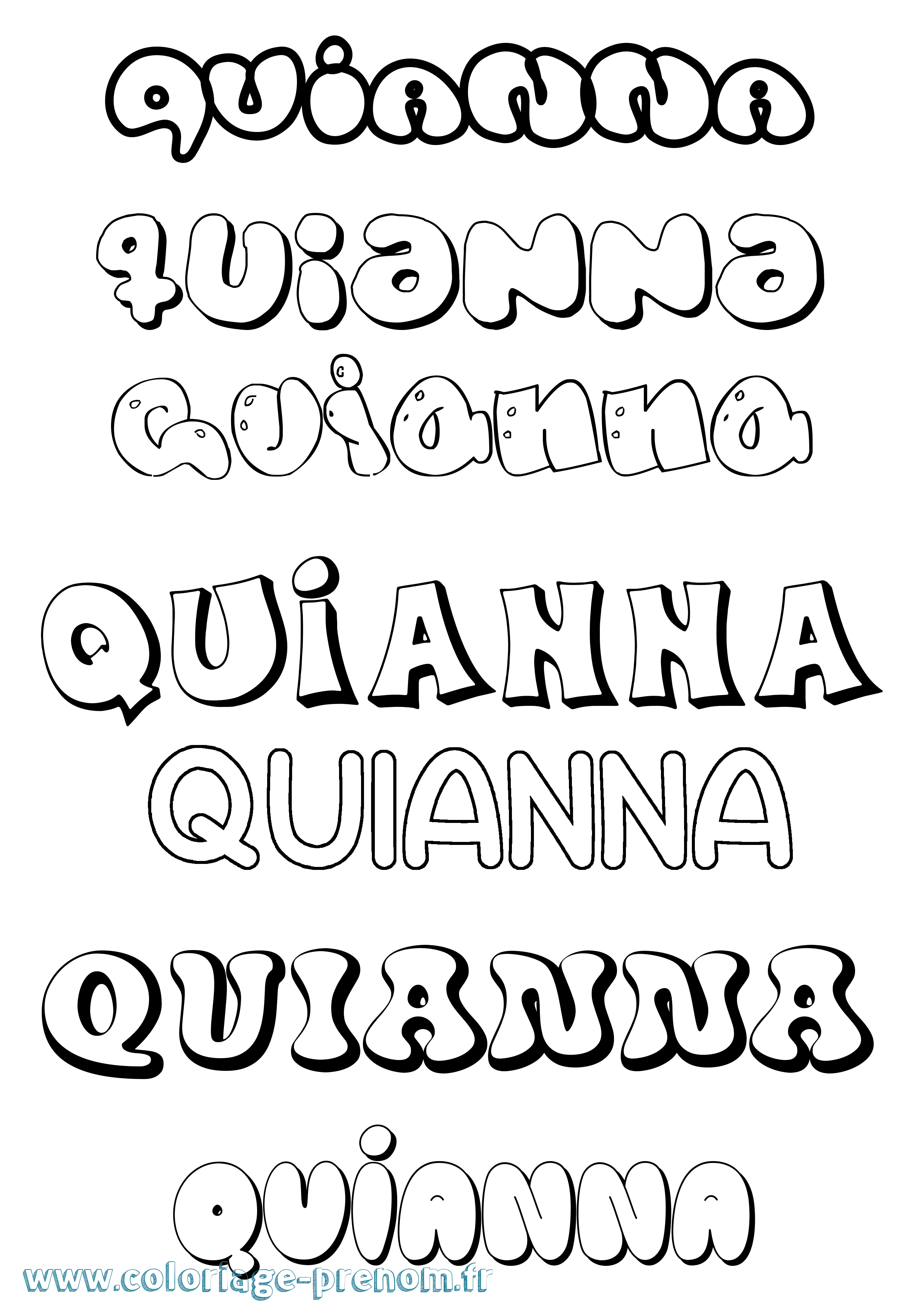 Coloriage prénom Quianna Bubble