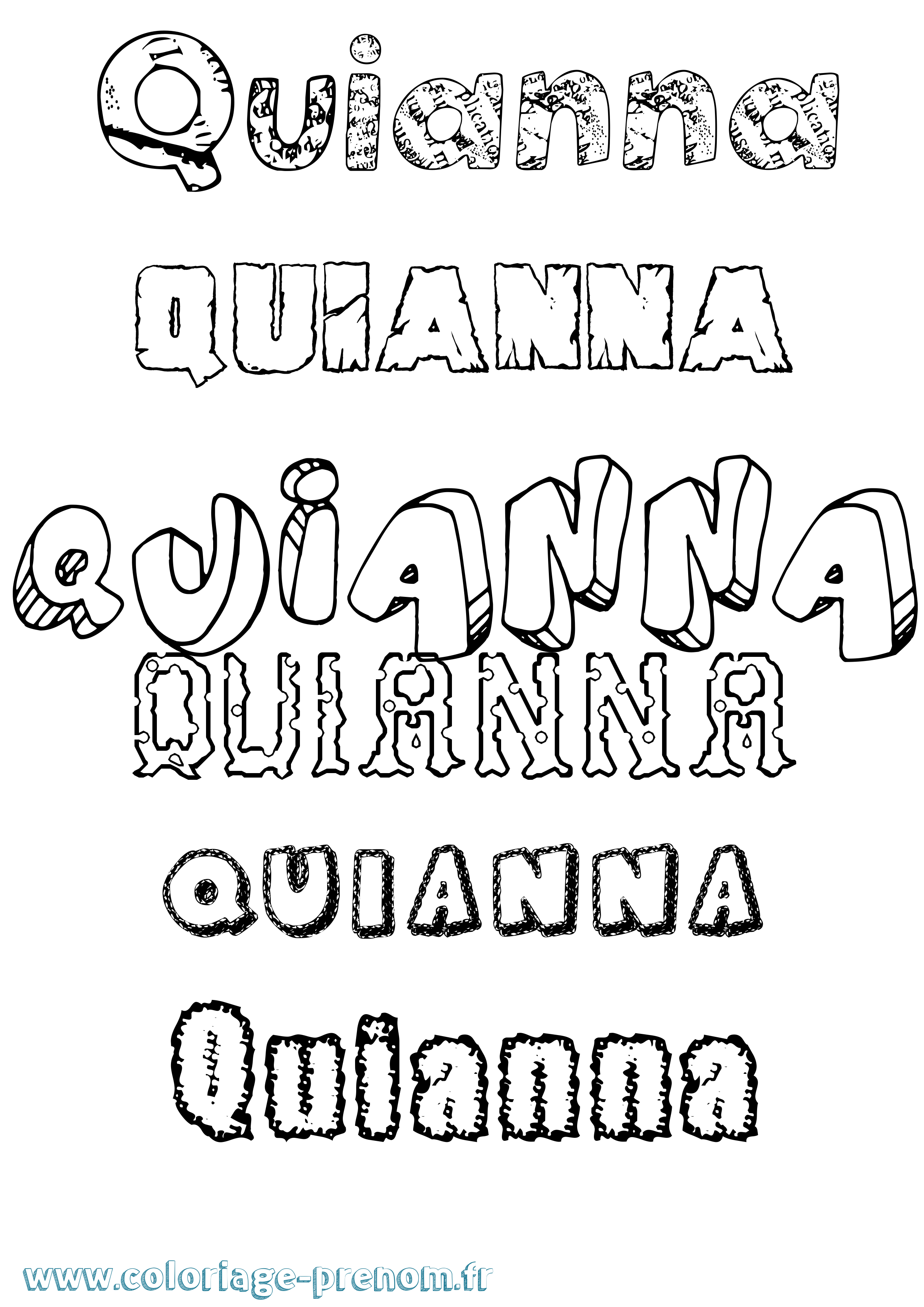 Coloriage prénom Quianna Destructuré