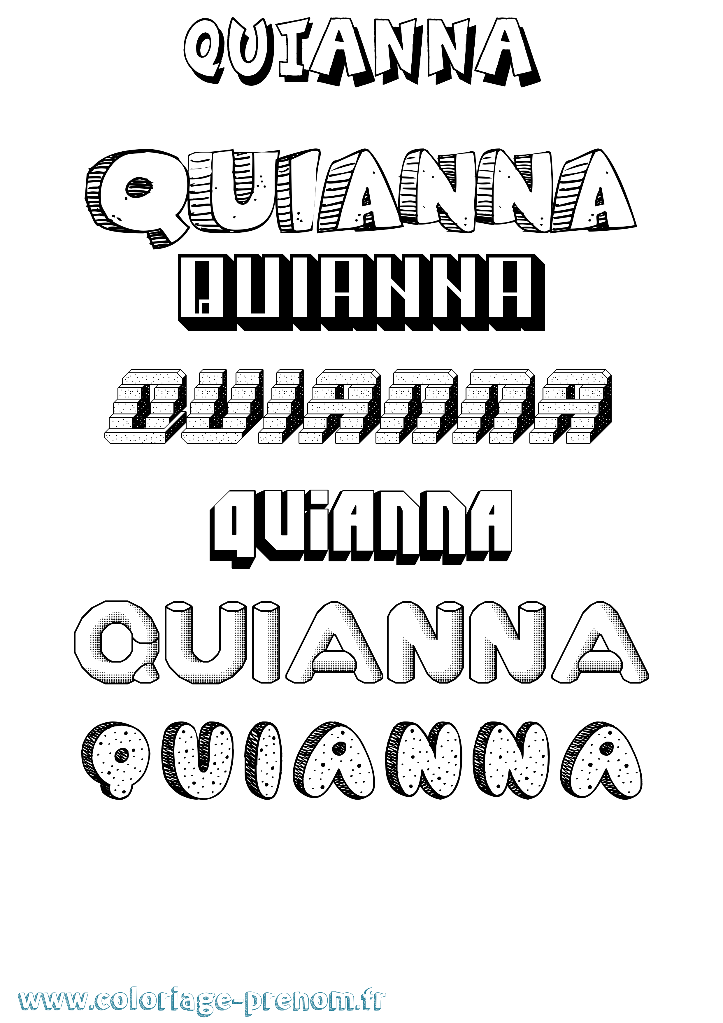 Coloriage prénom Quianna Effet 3D