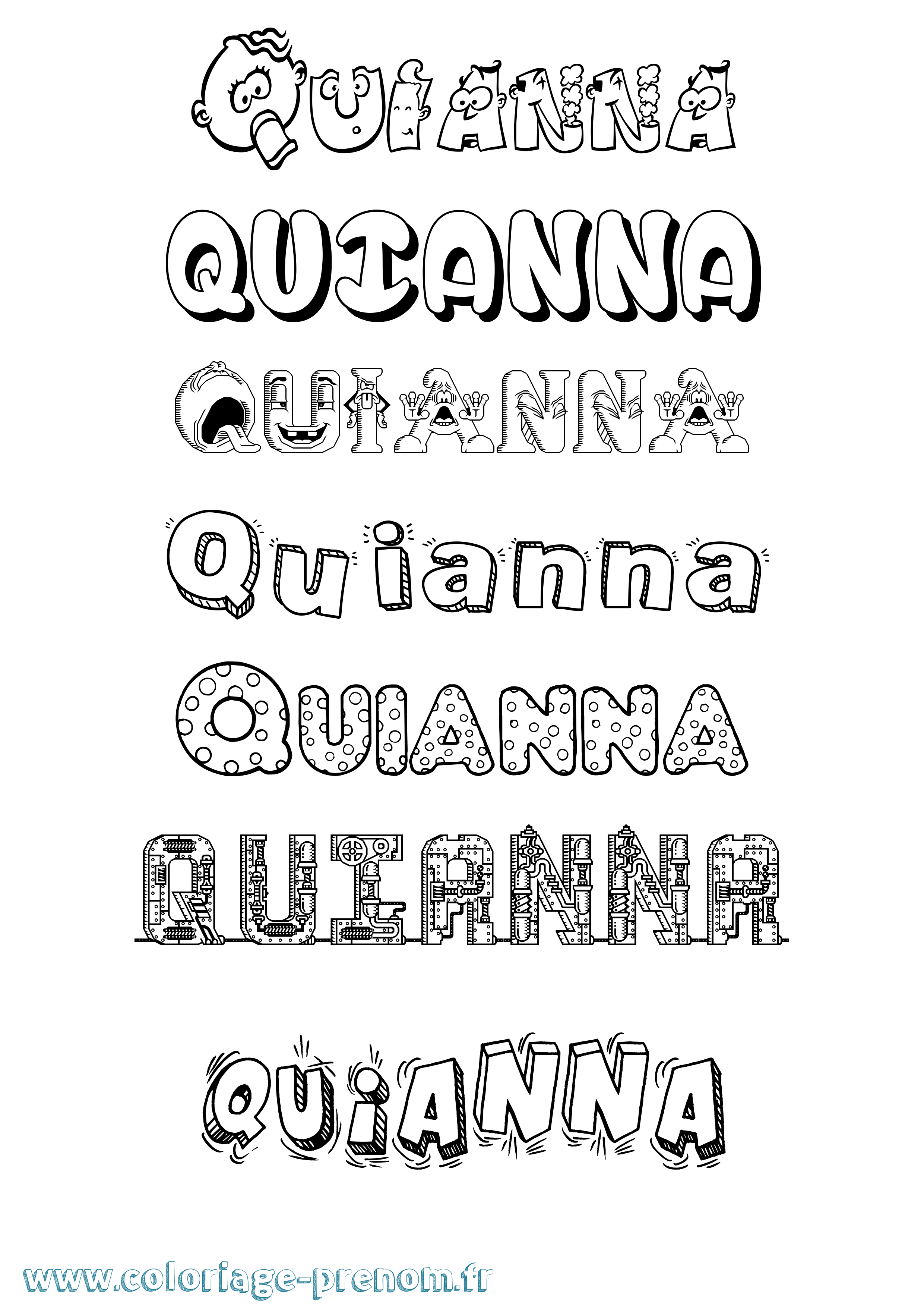 Coloriage prénom Quianna Fun