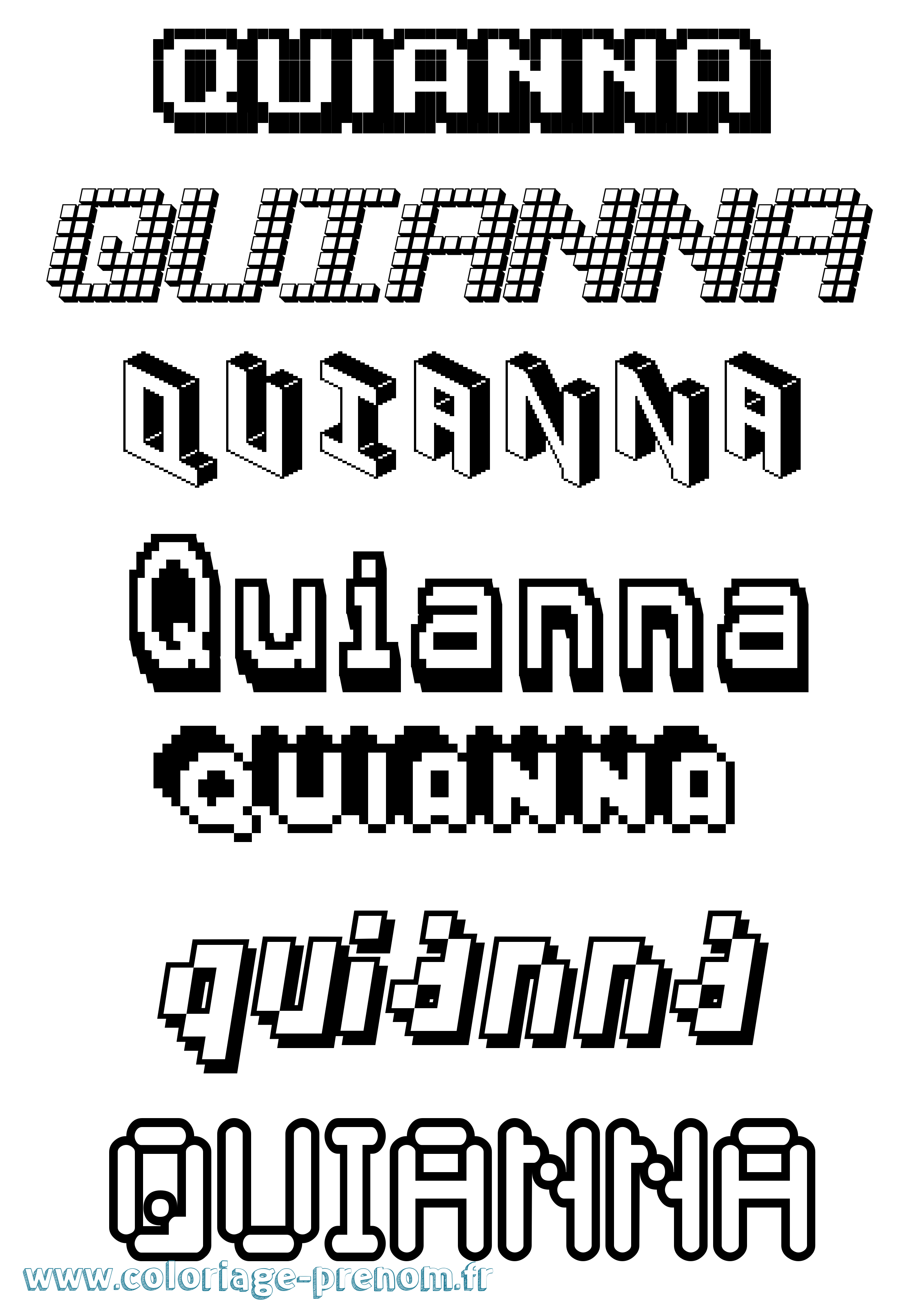 Coloriage prénom Quianna Pixel