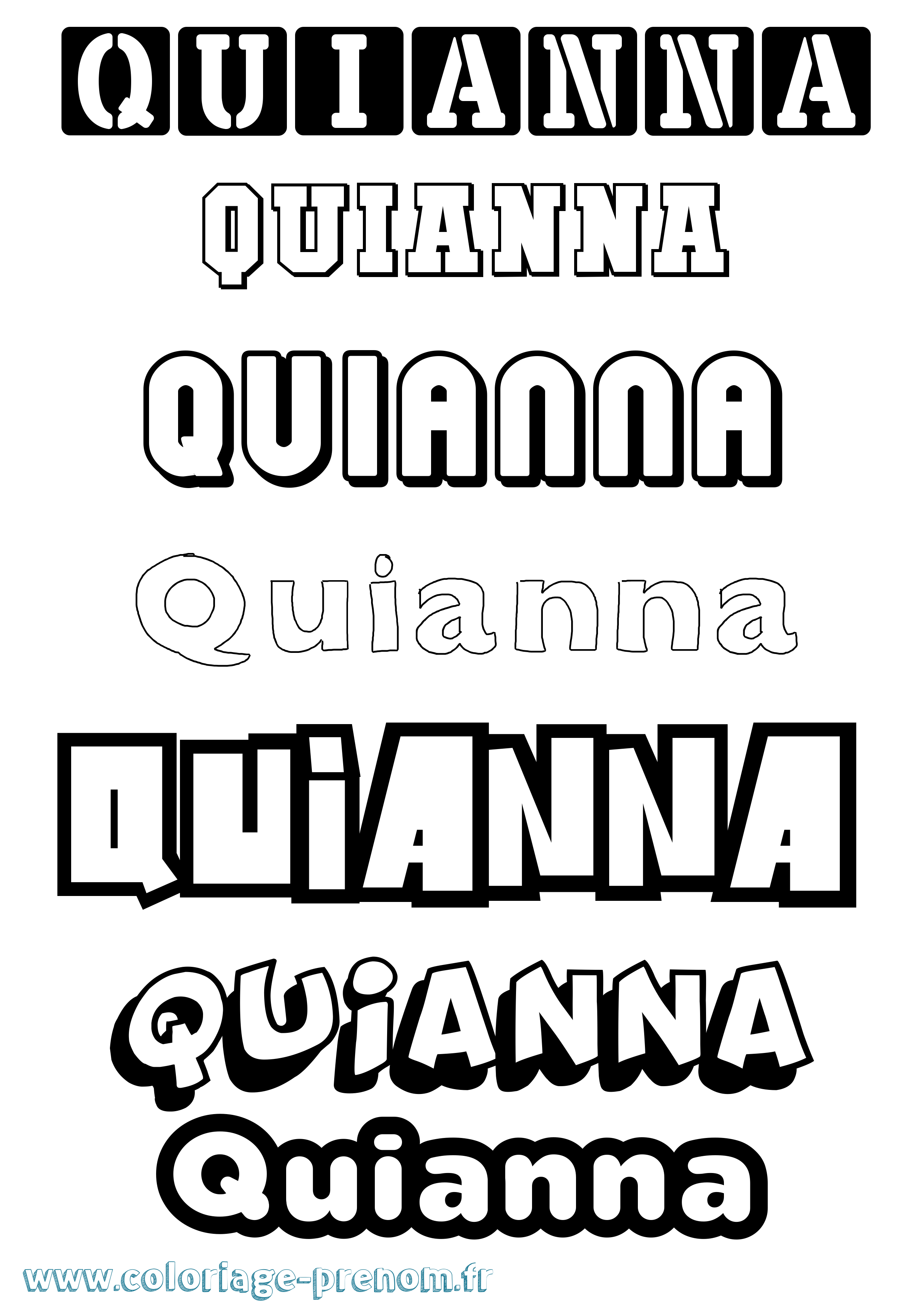 Coloriage prénom Quianna Simple