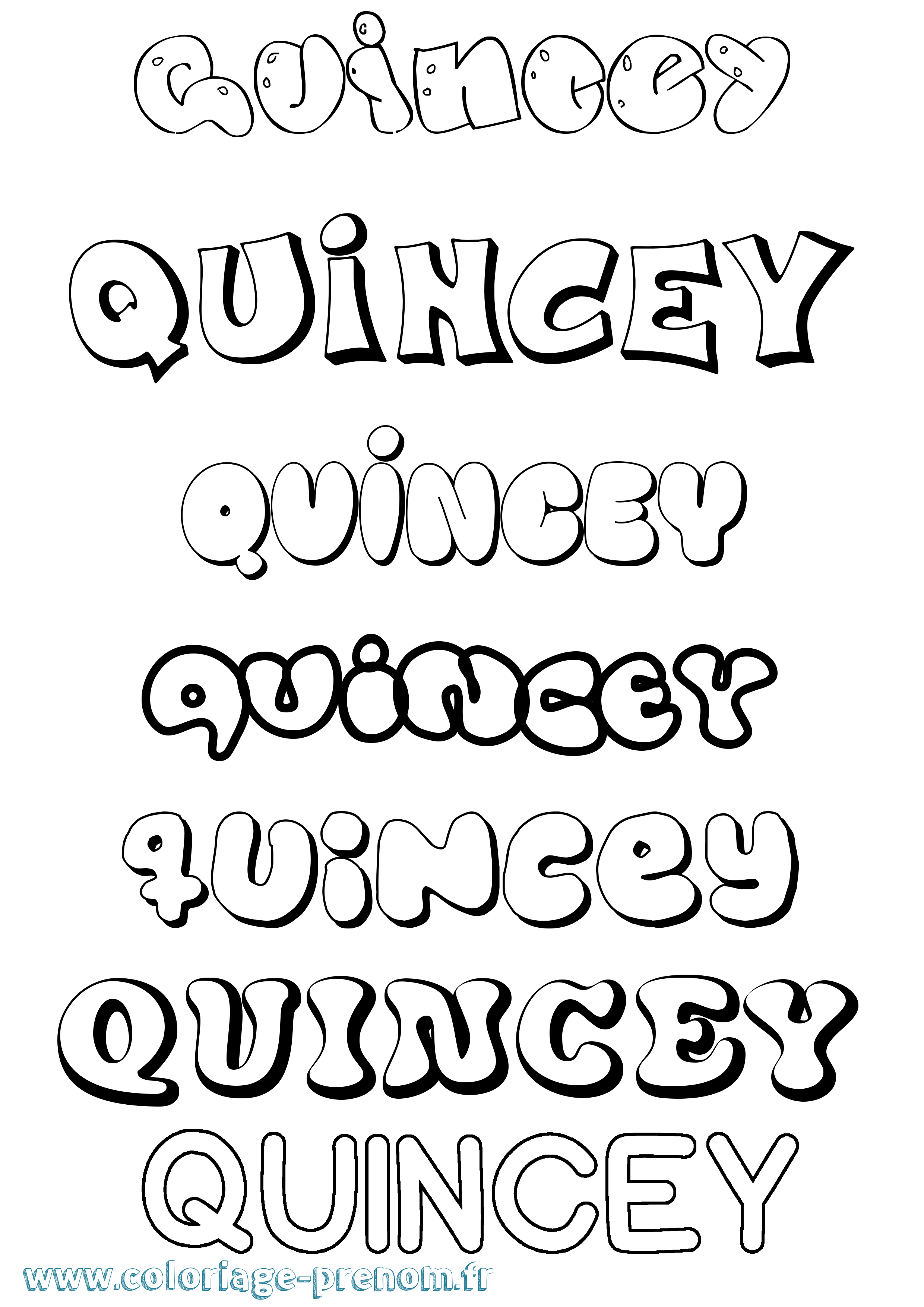 Coloriage prénom Quincey Bubble