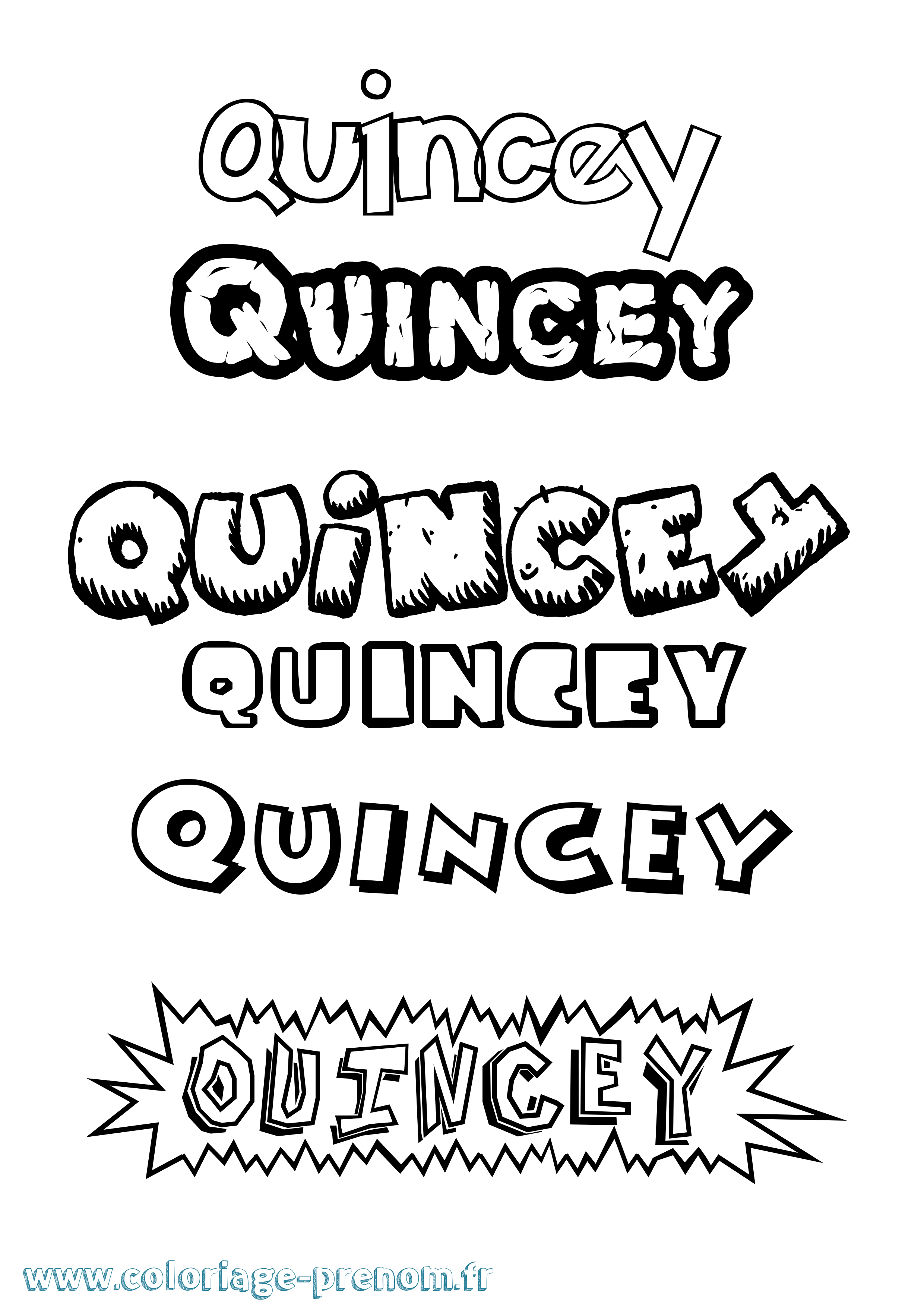 Coloriage prénom Quincey Dessin Animé