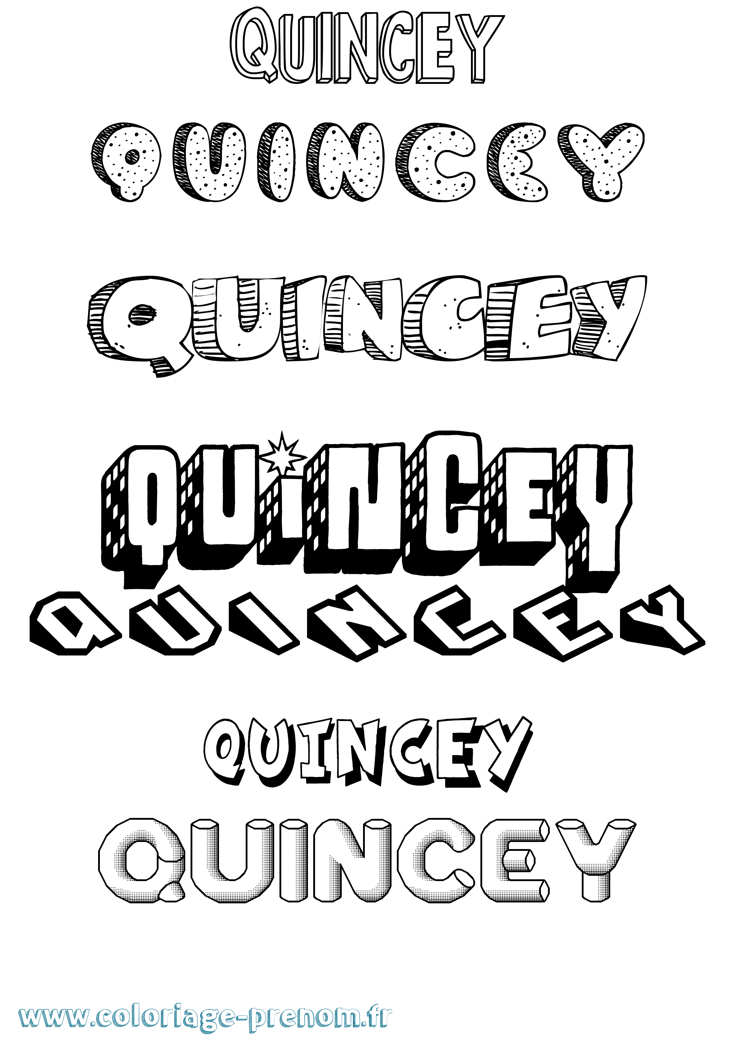 Coloriage prénom Quincey Effet 3D