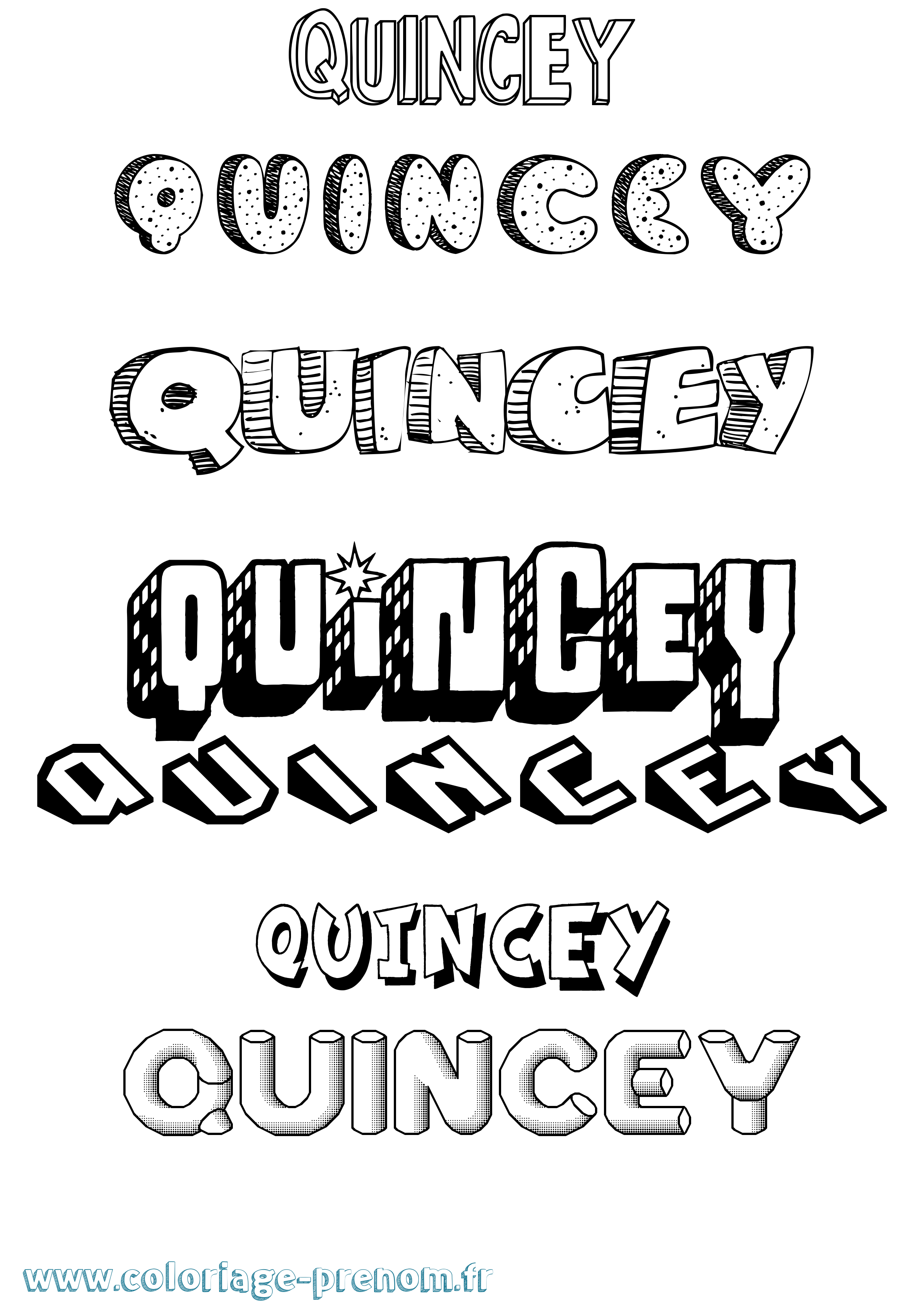 Coloriage Quincey Effet 3D Coloriage prénom Quincey Effet 3D