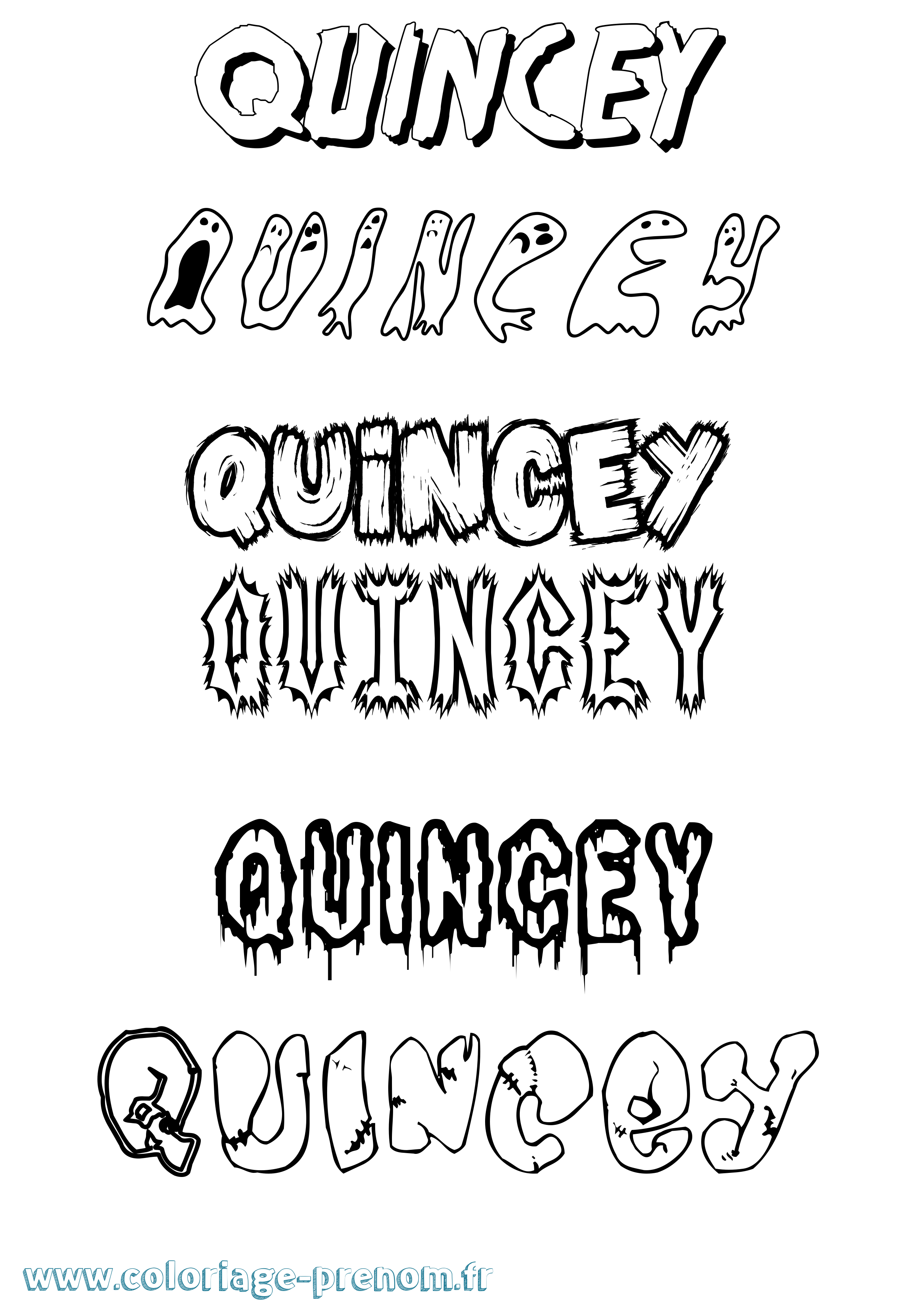 Coloriage prénom Quincey Frisson