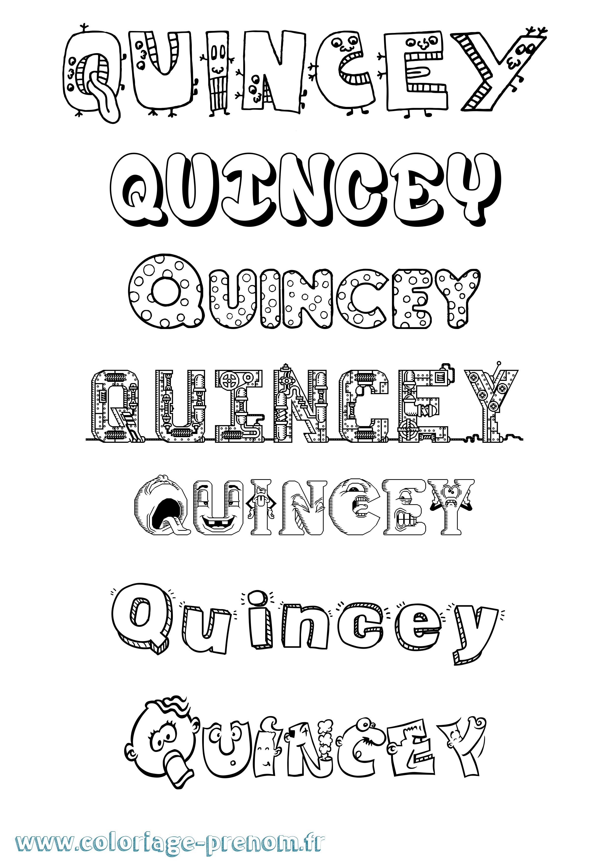 Coloriage prénom Quincey Fun