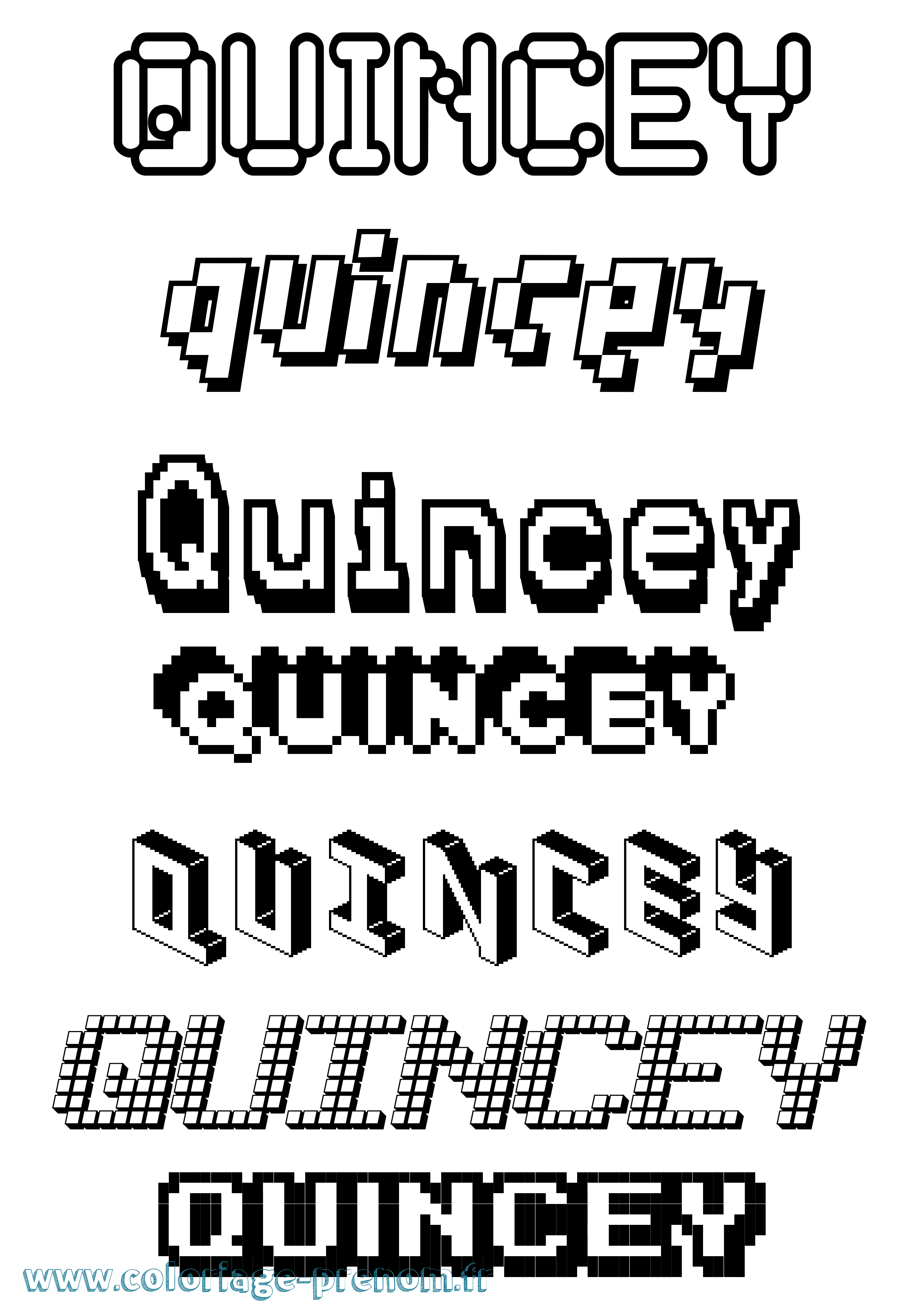 Coloriage Quincey Pixel Coloriage prénom Quincey Pixel