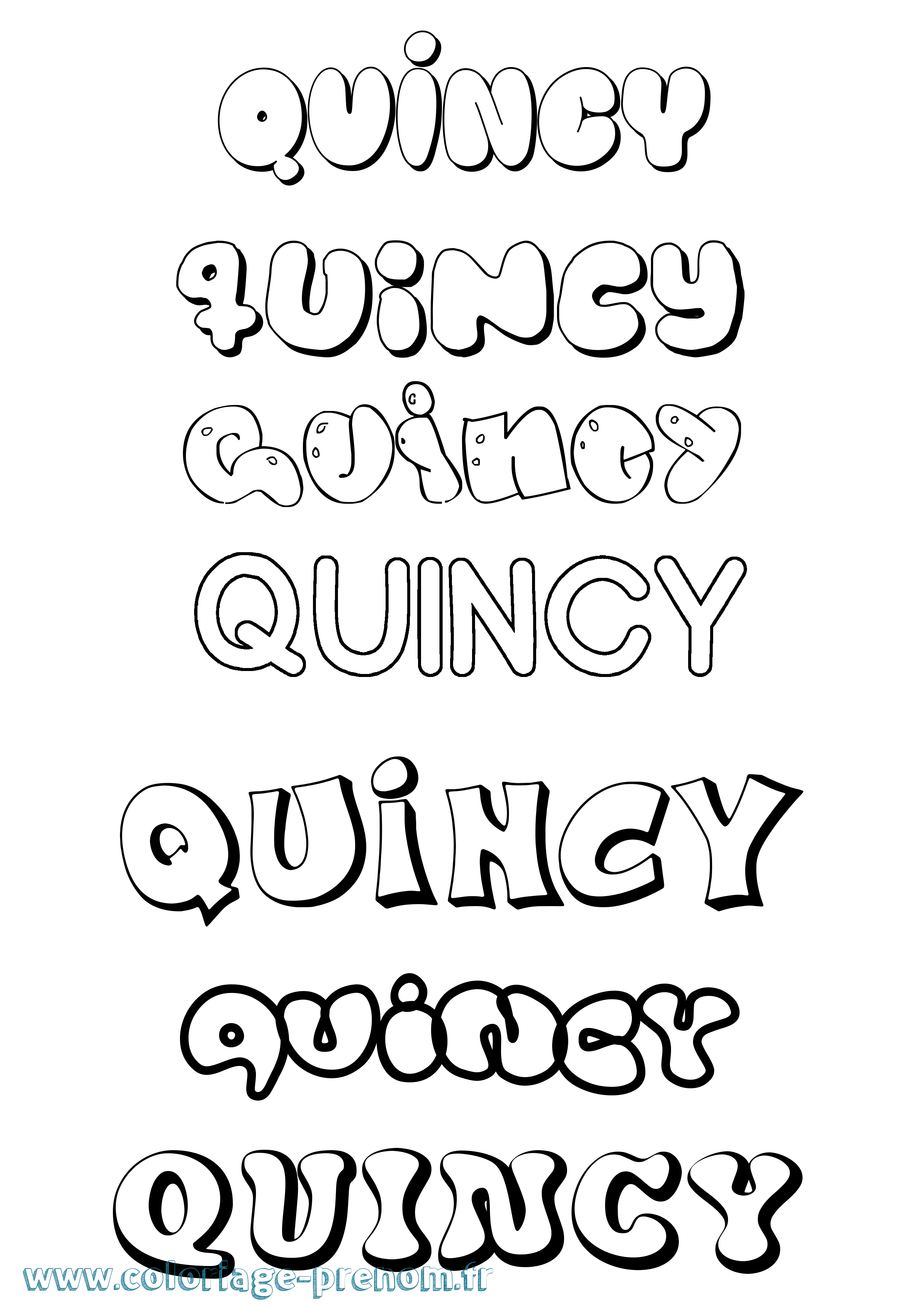 Coloriage prénom Quincy Bubble