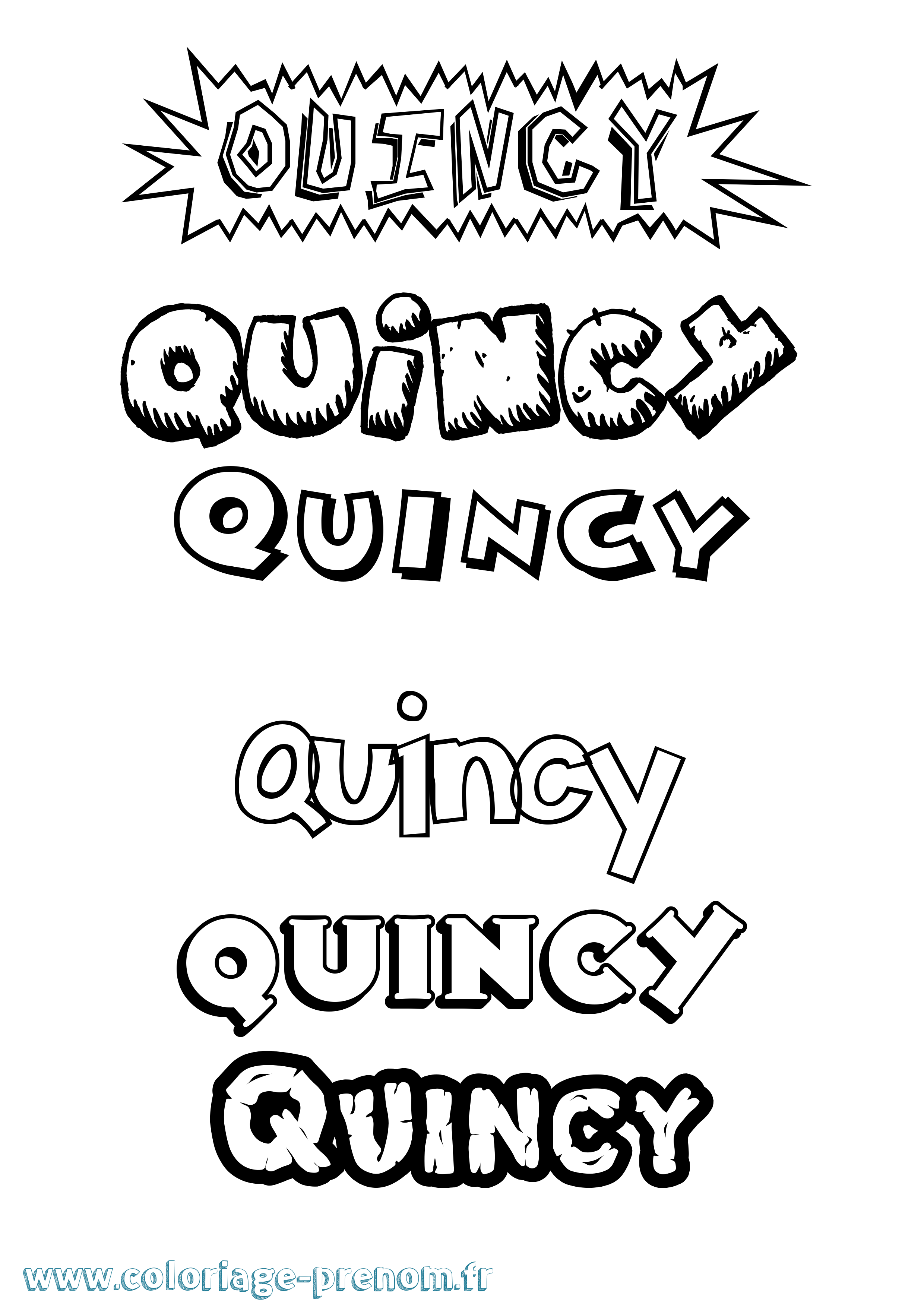 Coloriage prénom Quincy Dessin Animé