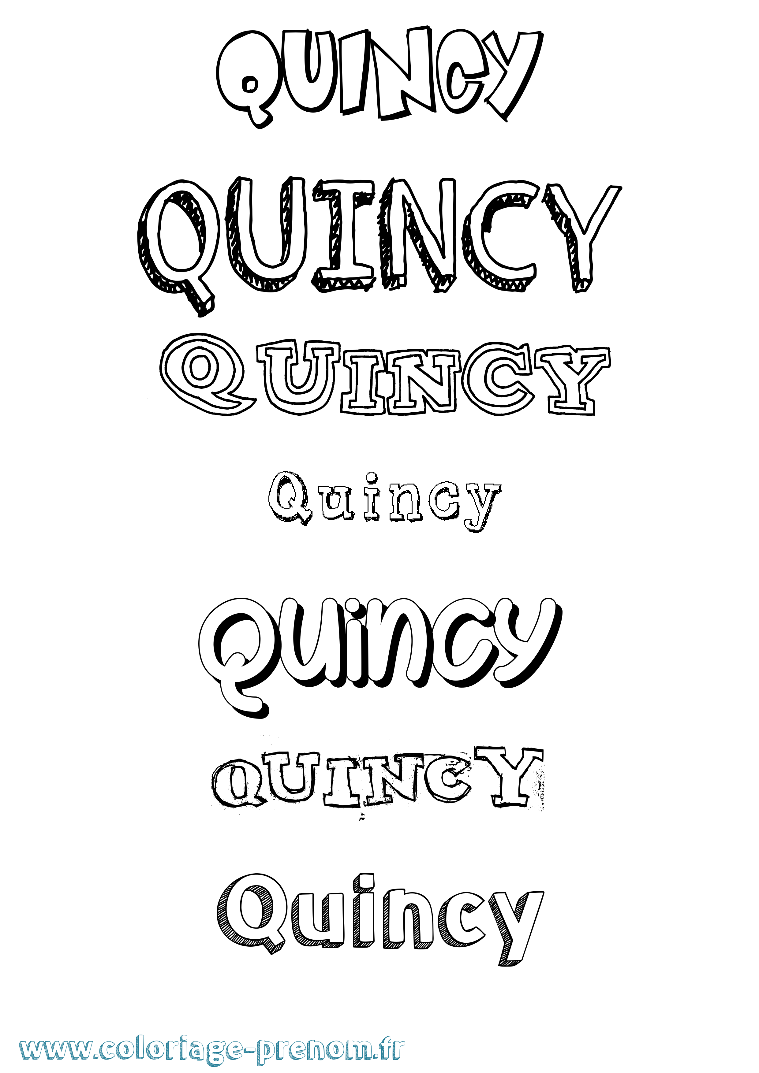 Coloriage prénom Quincy Dessiné