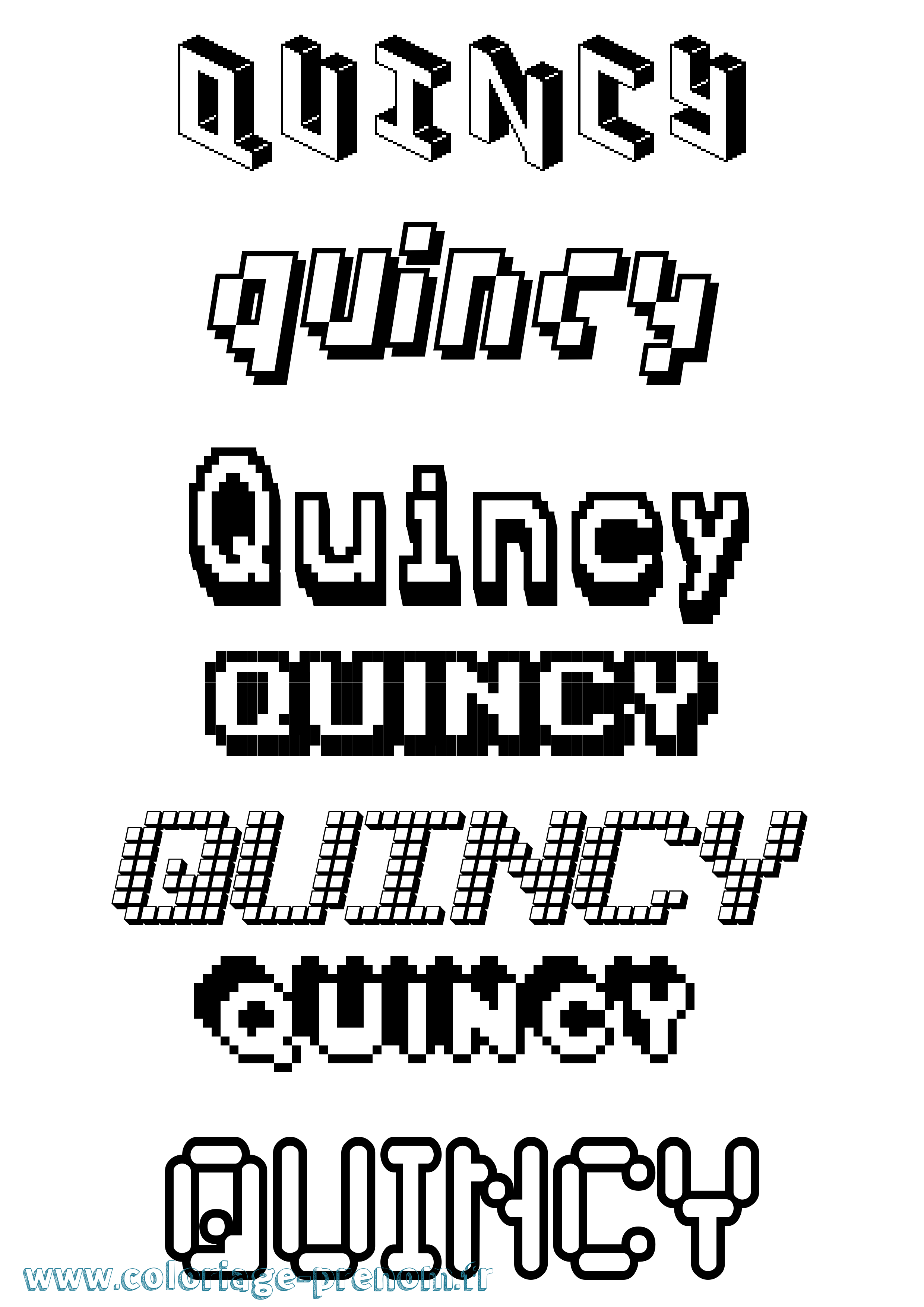 Coloriage prénom Quincy Pixel