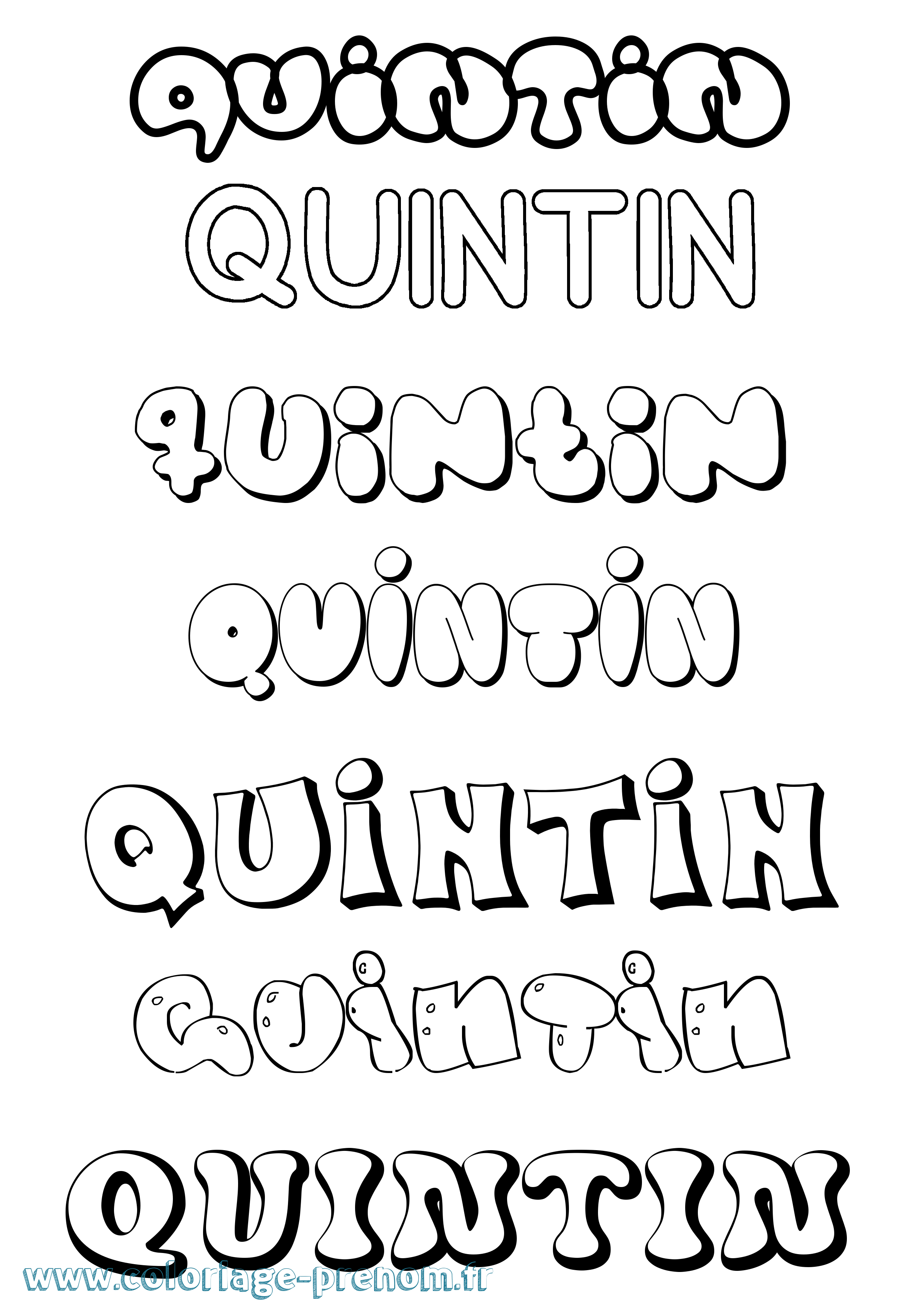 Coloriage Quintin Bubble Coloriage prénom Quintin Bubble