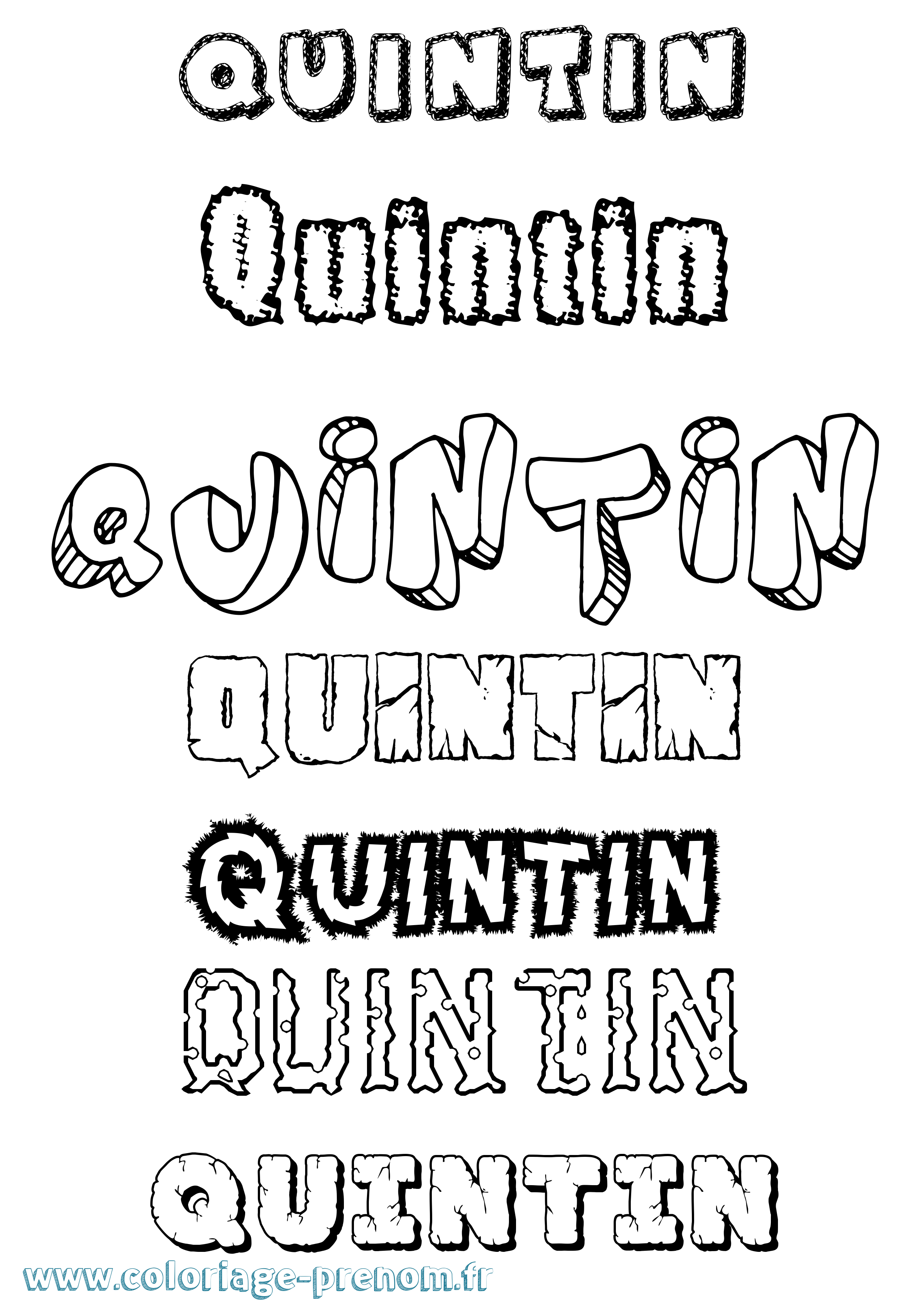 Coloriage Quintin Destructuré Coloriage prénom Quintin Destructuré