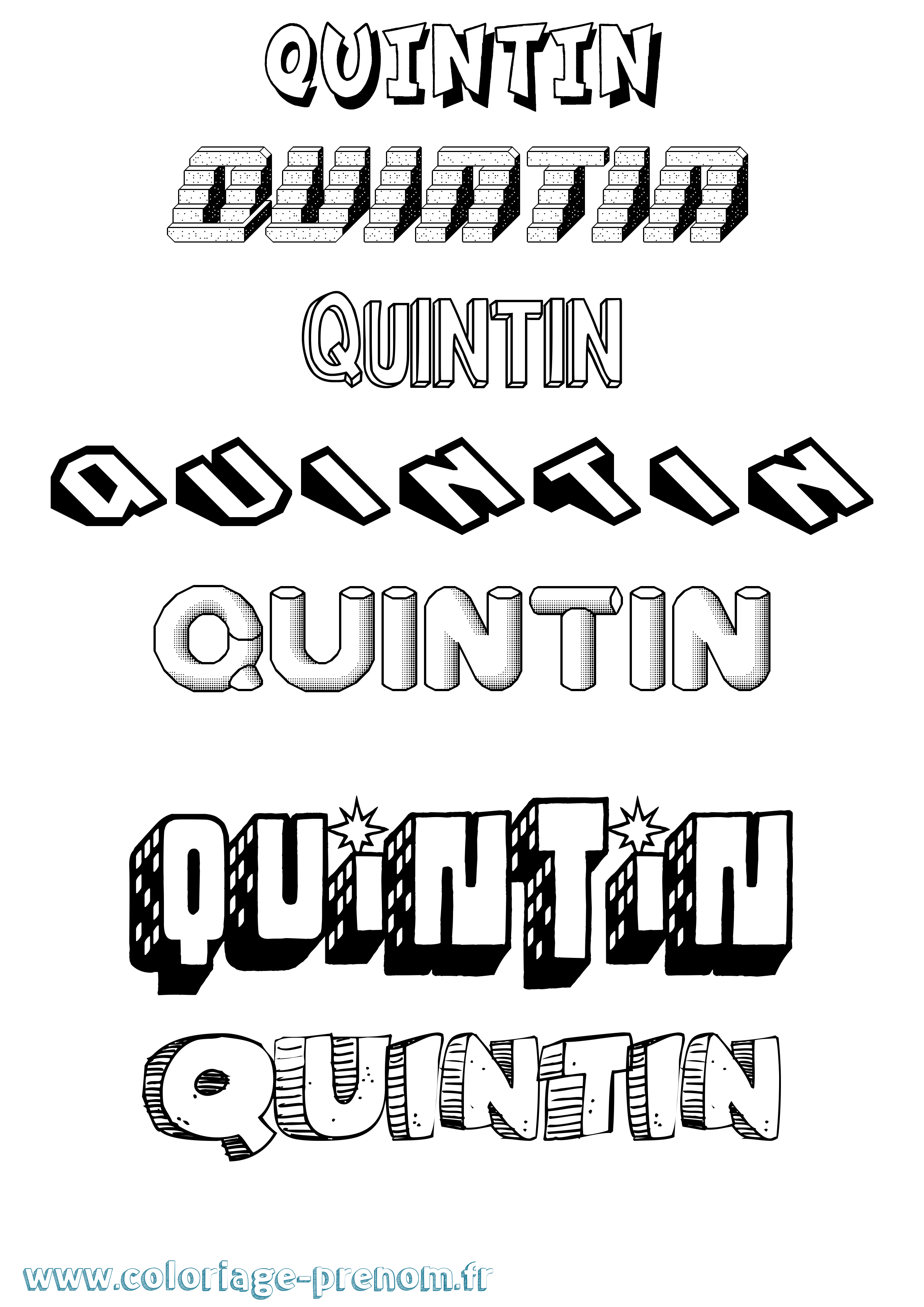 Coloriage Quintin Effet 3D Coloriage prénom Quintin Effet 3D