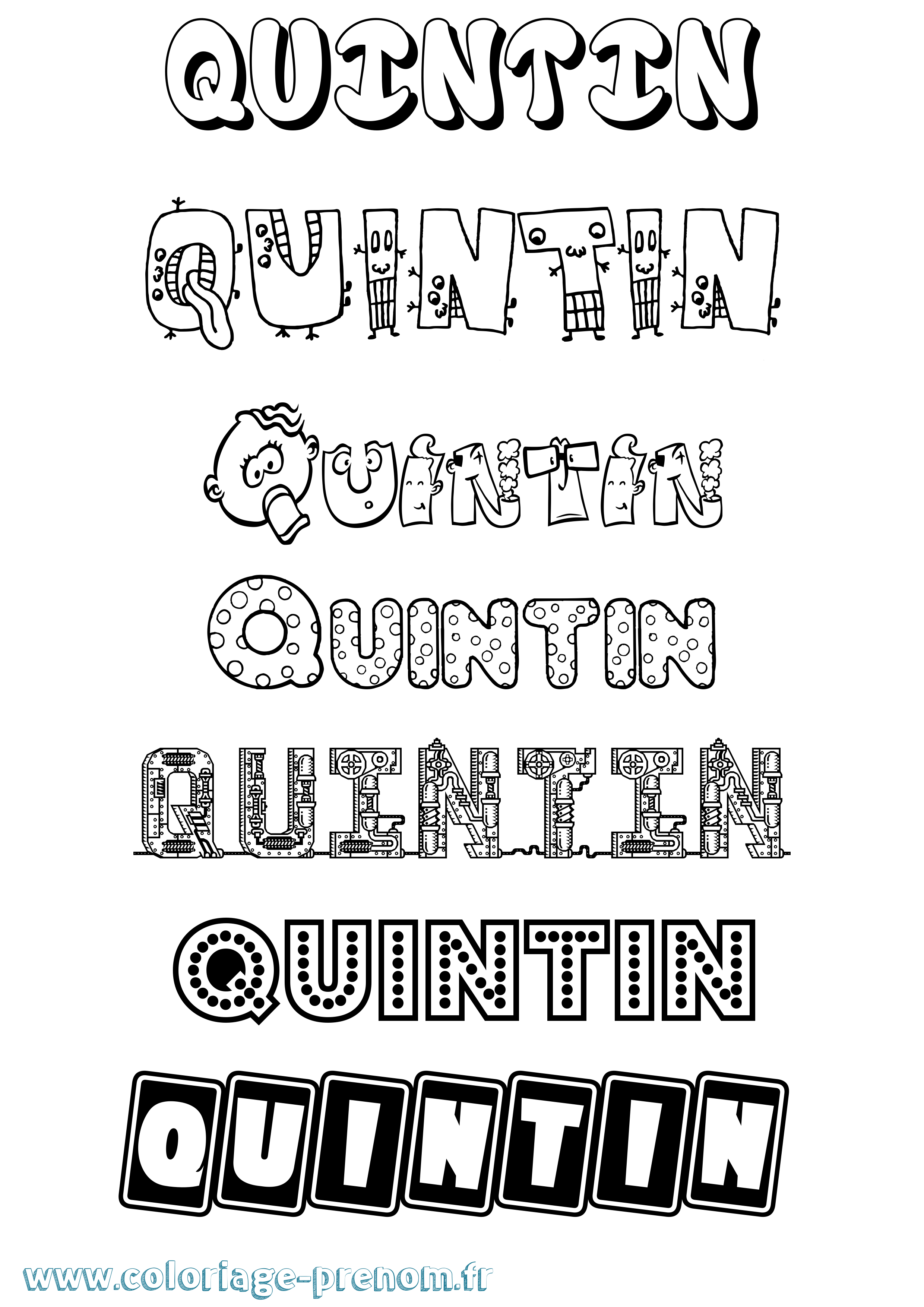 Coloriage prénom Quintin Fun