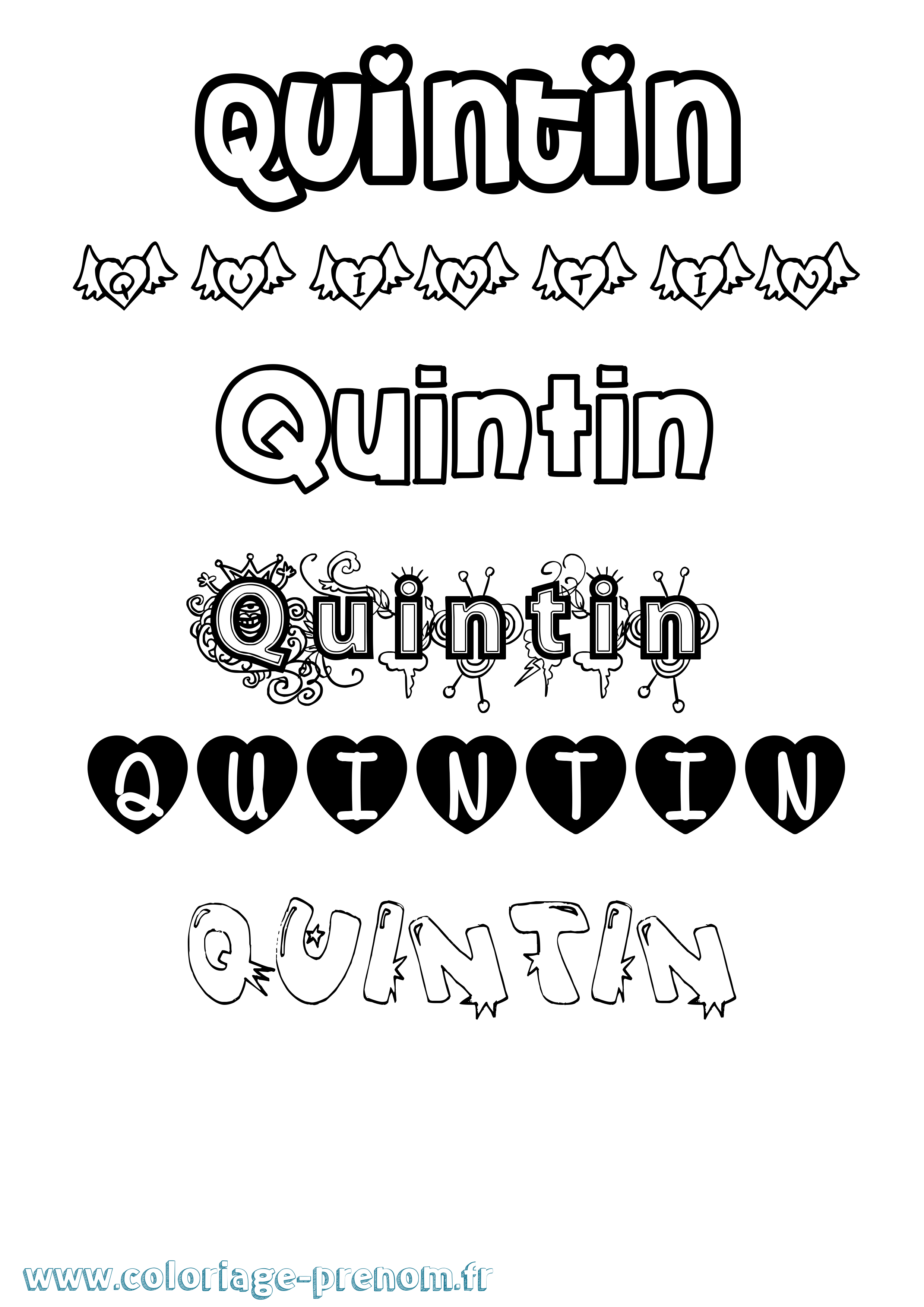 Coloriage prénom Quintin Girly