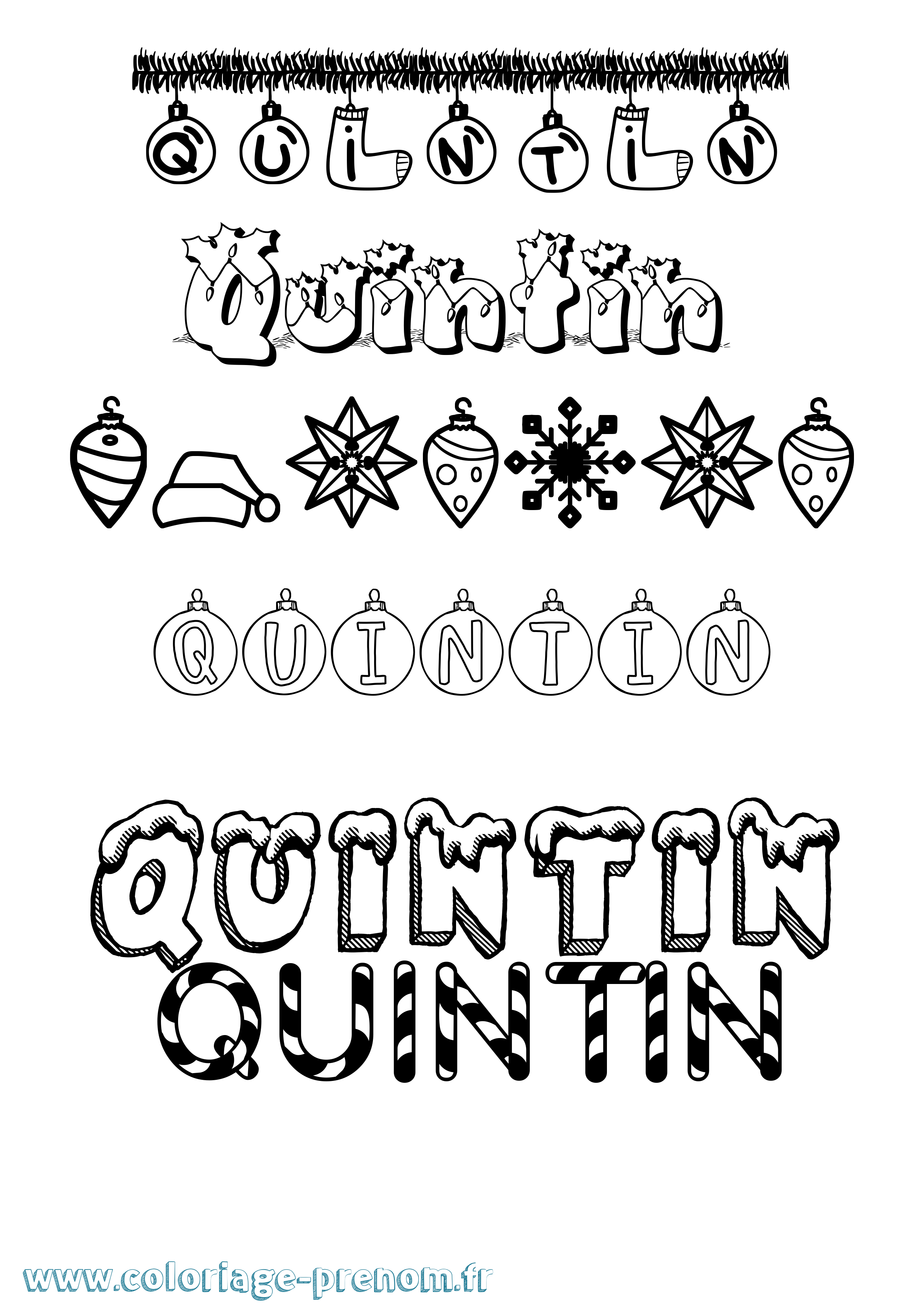 Coloriage Quintin Noël Coloriage prénom Quintin Noël