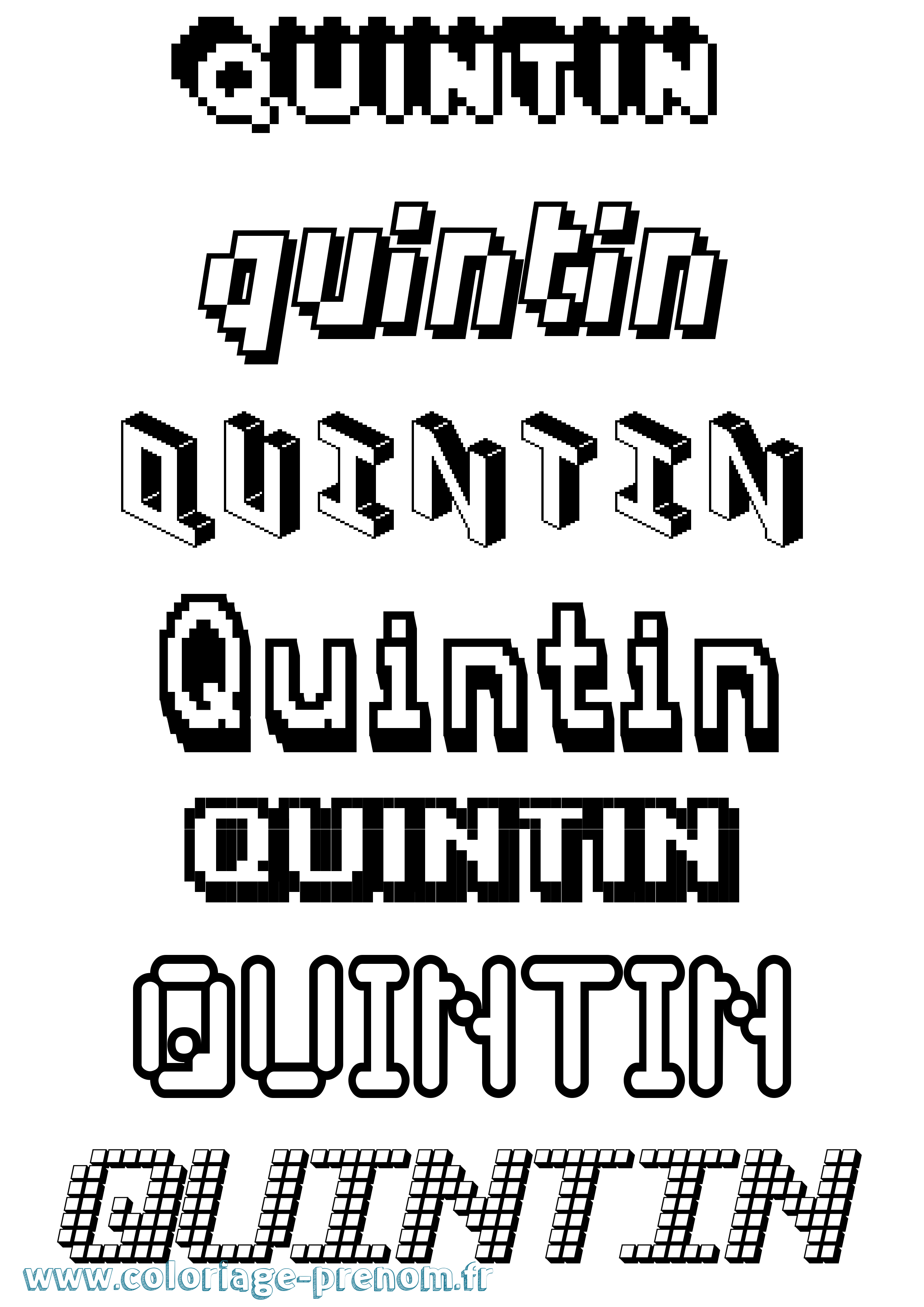Coloriage prénom Quintin Pixel